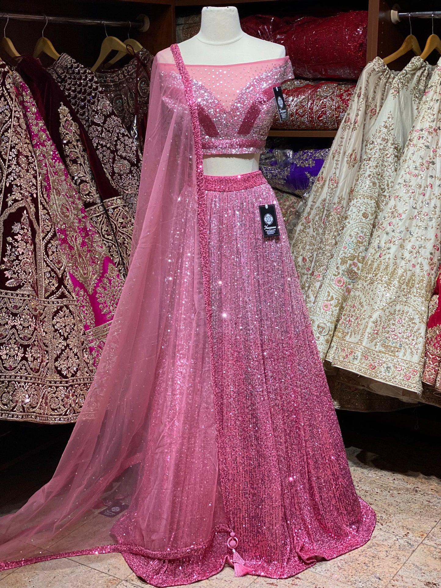 Glimmering Rose Pink New Era Party Wear Collection PWL-354