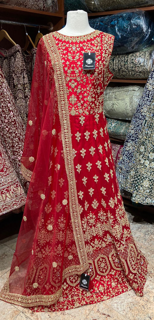 Bright Red Anarkali PWA-116