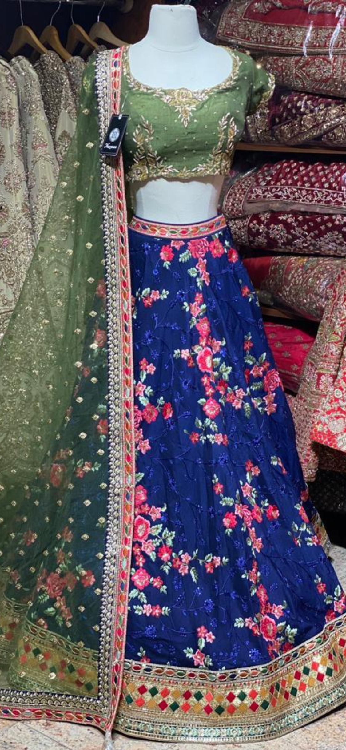 Royal Blue Floral Party Wear Lehenga PWL-033