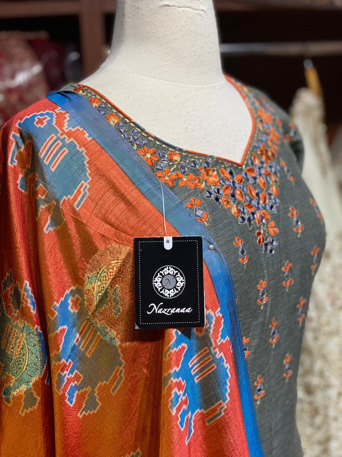 Slate Grey Anarkali PWA-070