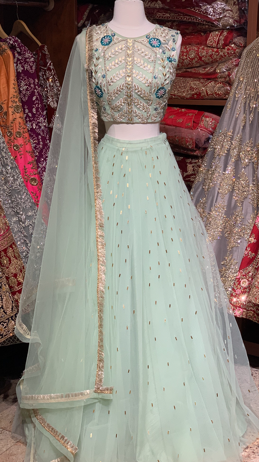 Mint Size 38 Tulle Lehenga