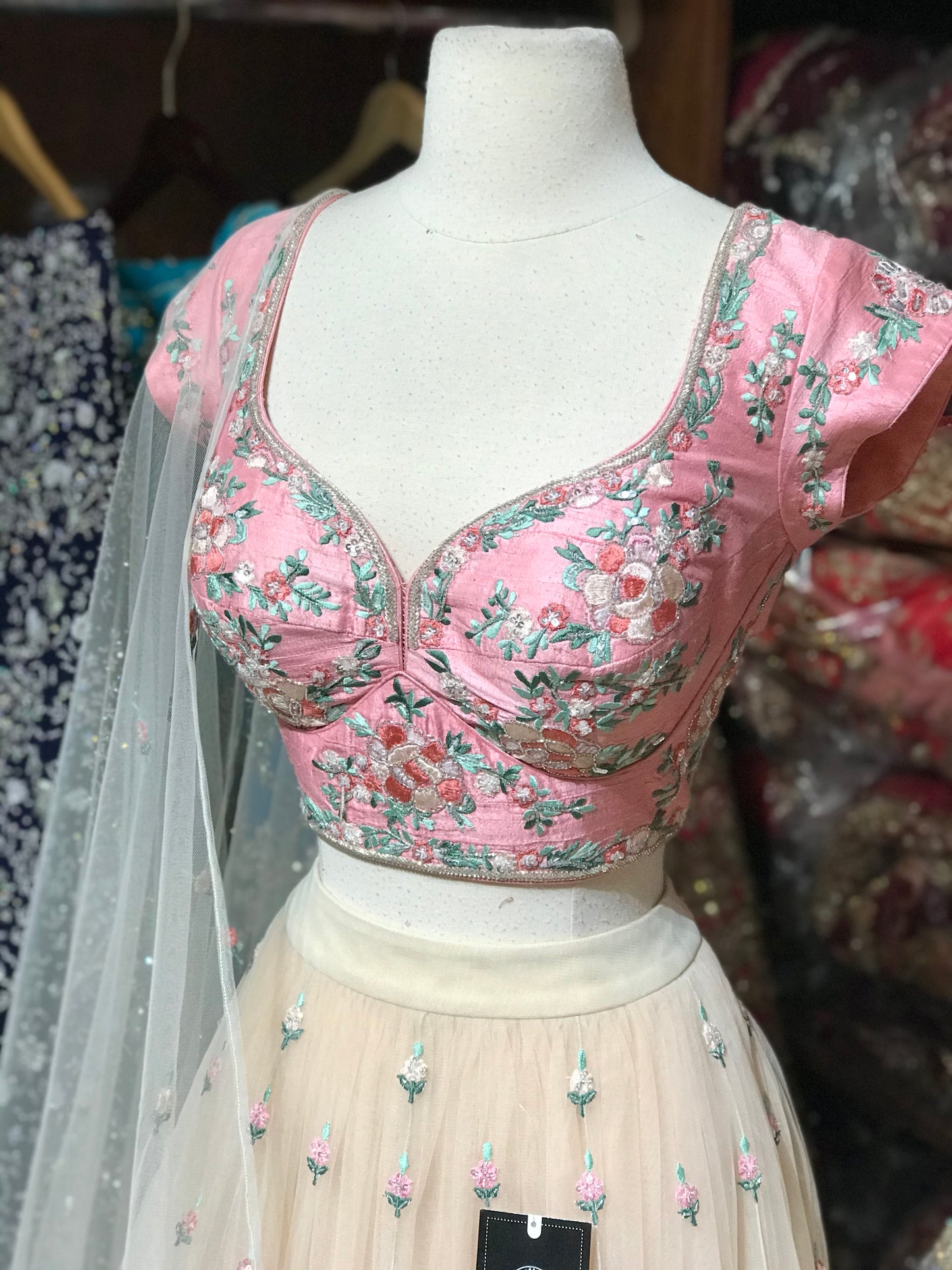 Peach Size 38 Tulle Lehenga