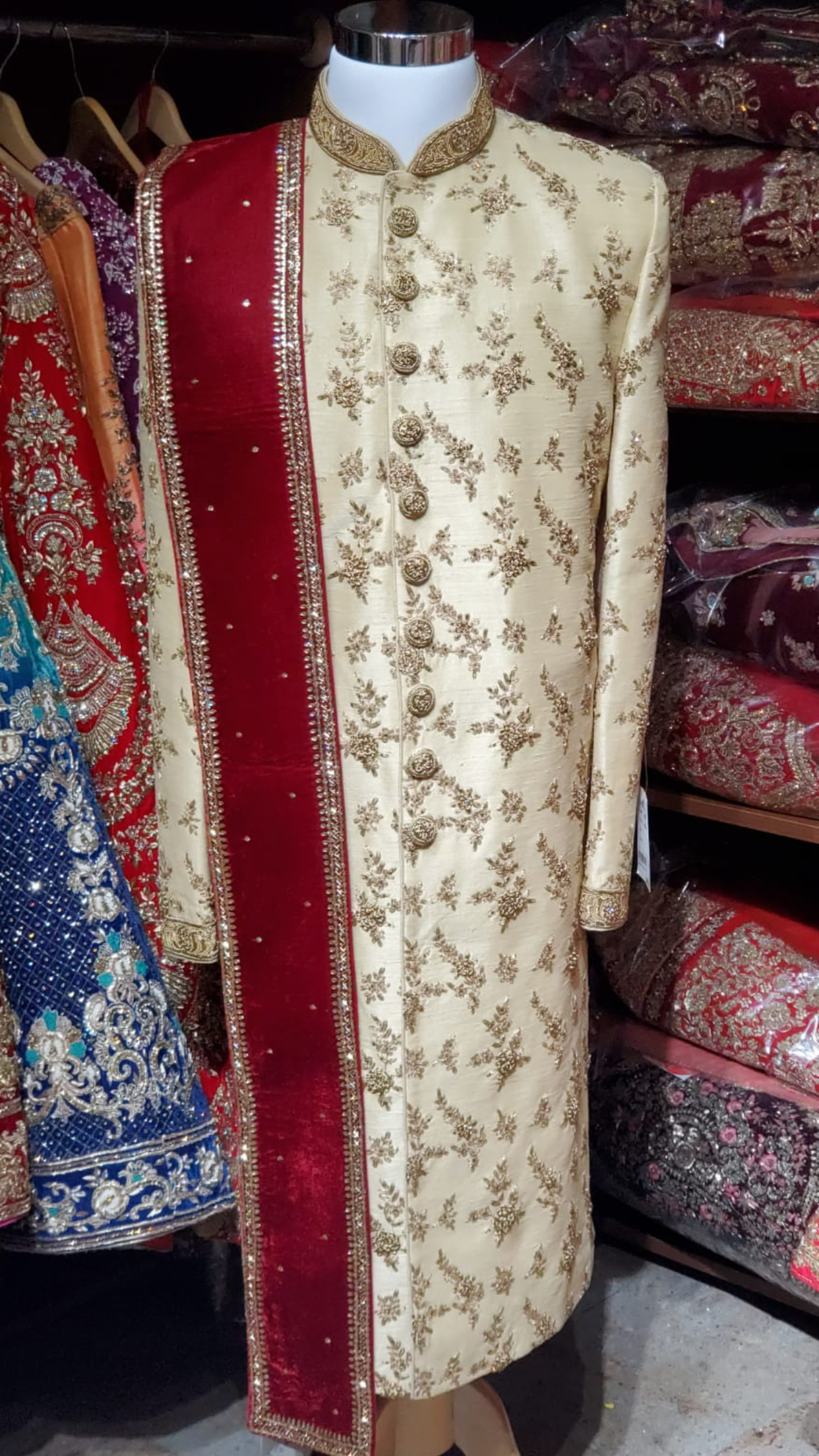 Gold Floral Embroidery Sherwani