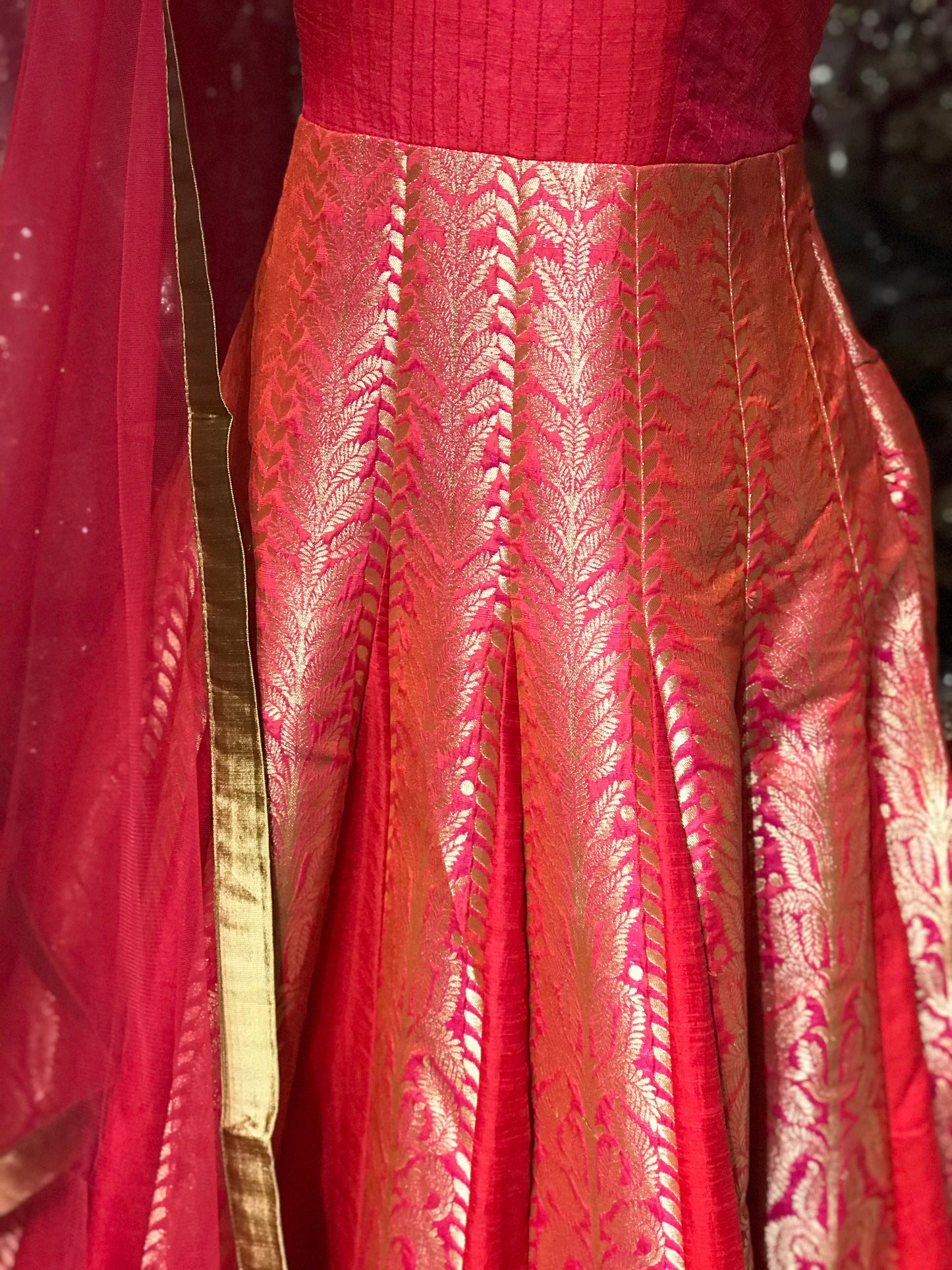 Coral Size 38 Banarasi Anarkali