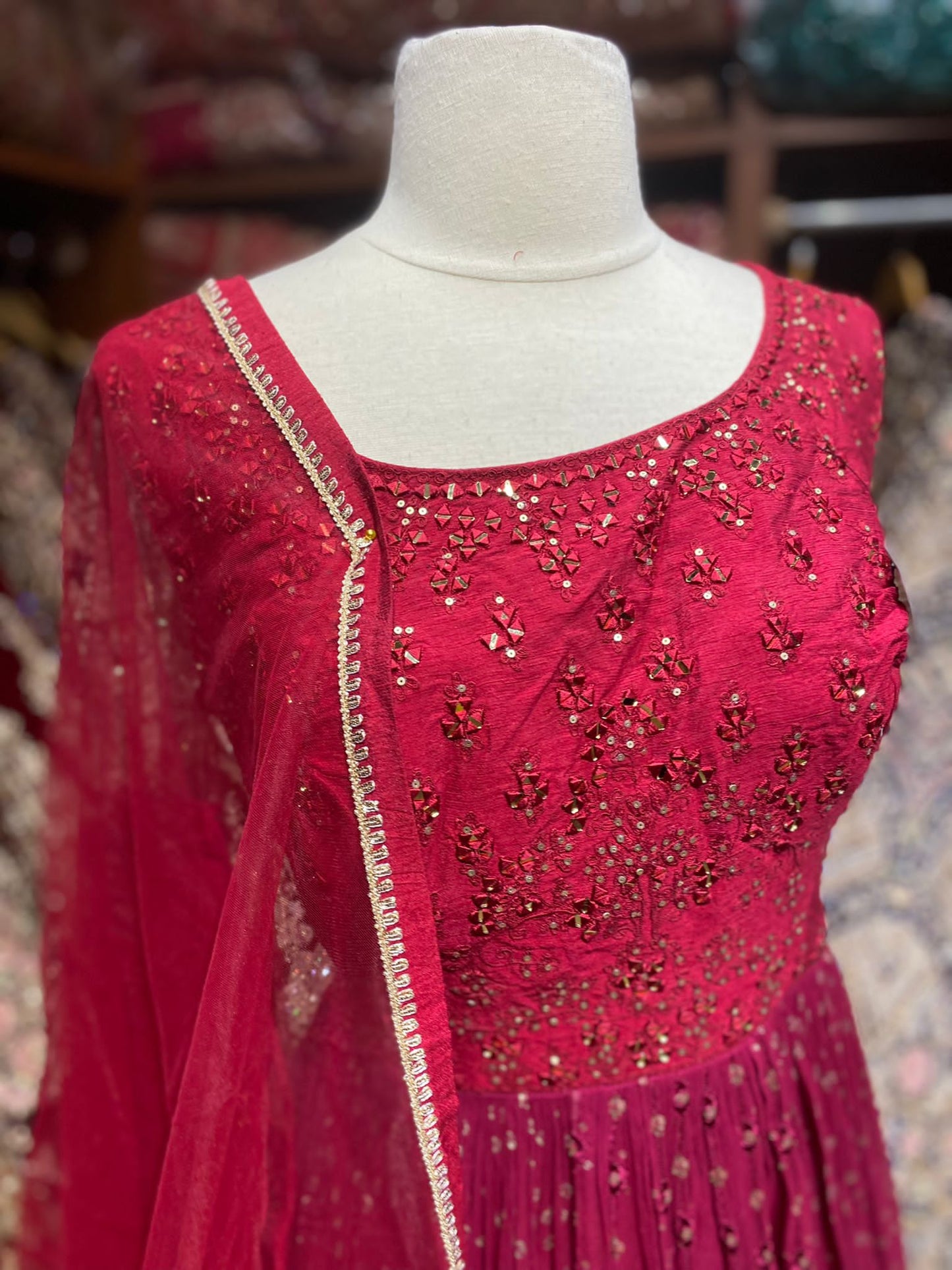 Raspberry Red Anarkali PWA-104