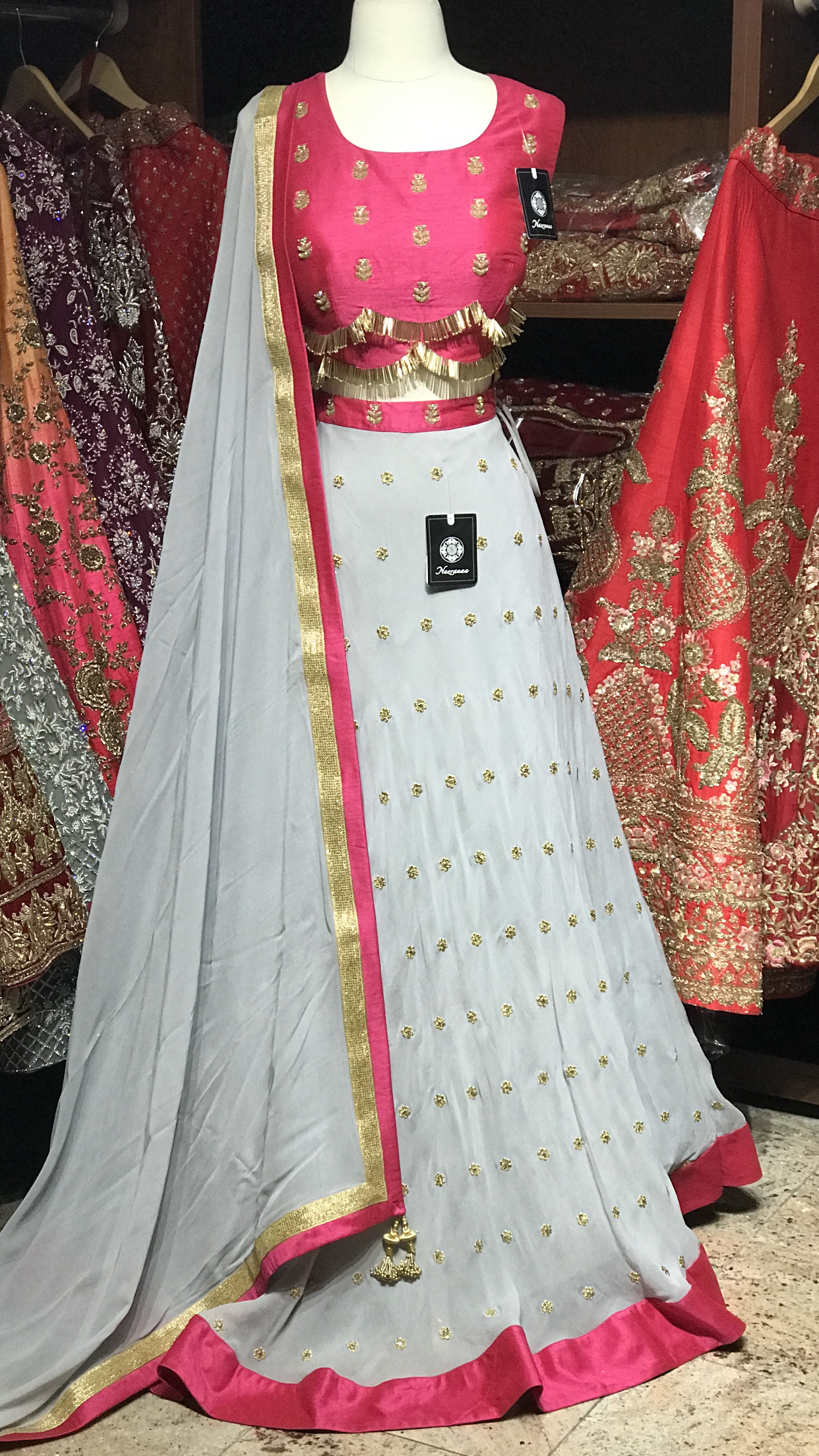 Pink Grey Size 38 Lehenga