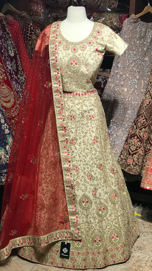 Gold Red Size 40 Embroidery Lehenga