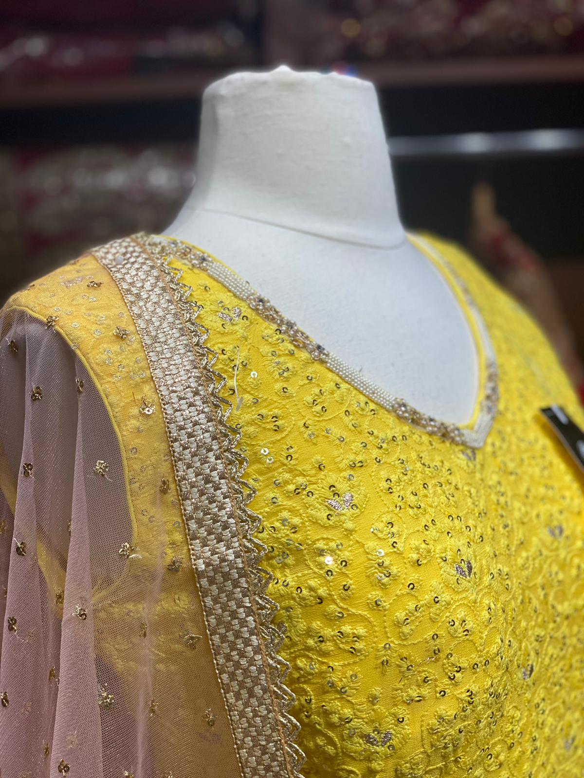 Canary Yellow Anarkali PWA-026