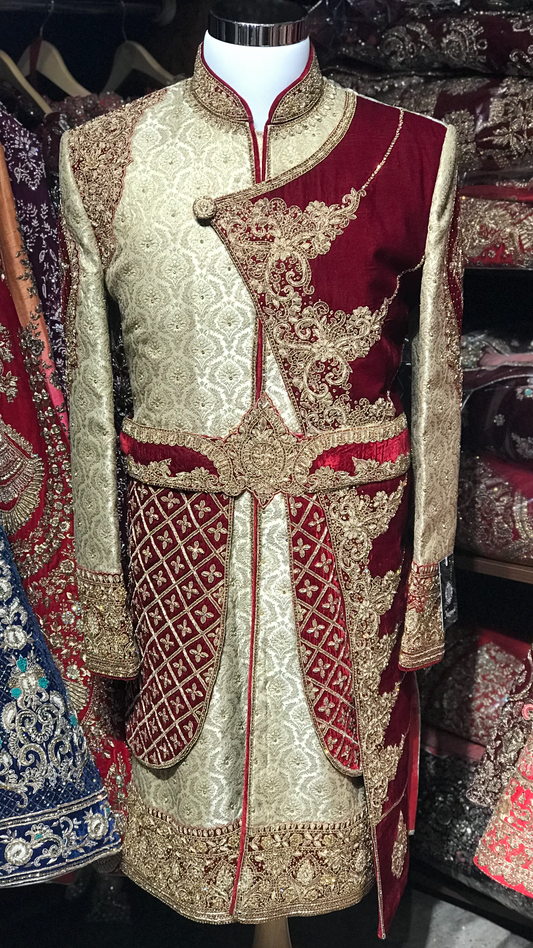 Bespoke Asymteric Groom’s Sherwani