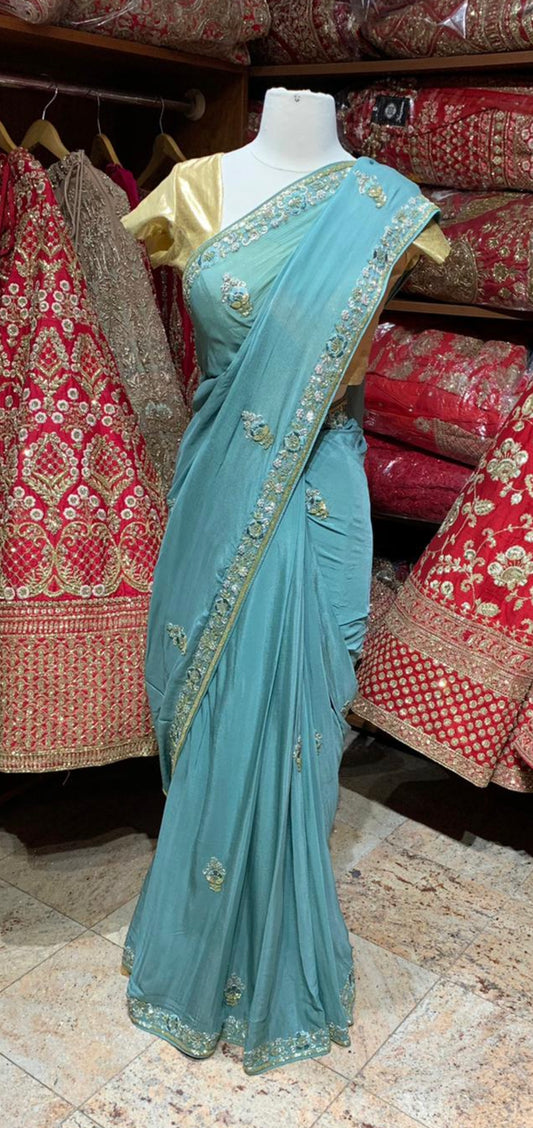 Sea Green Saree PWS-054