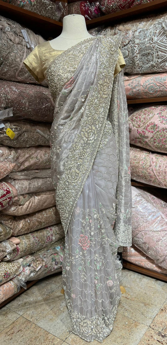 Silver grey Saree PWS-190