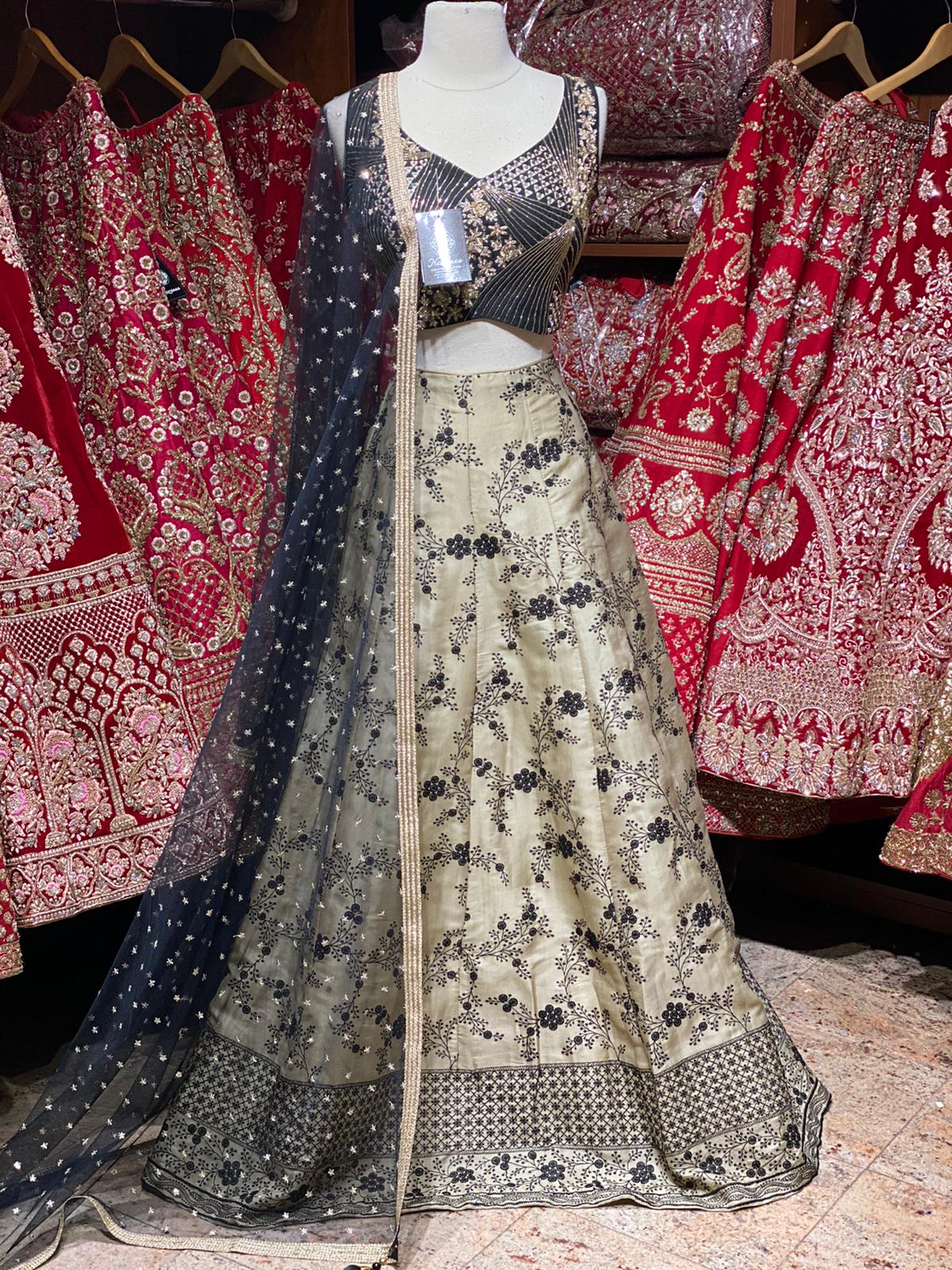 Ivory & Black Party Wear Lehenga PWL-122