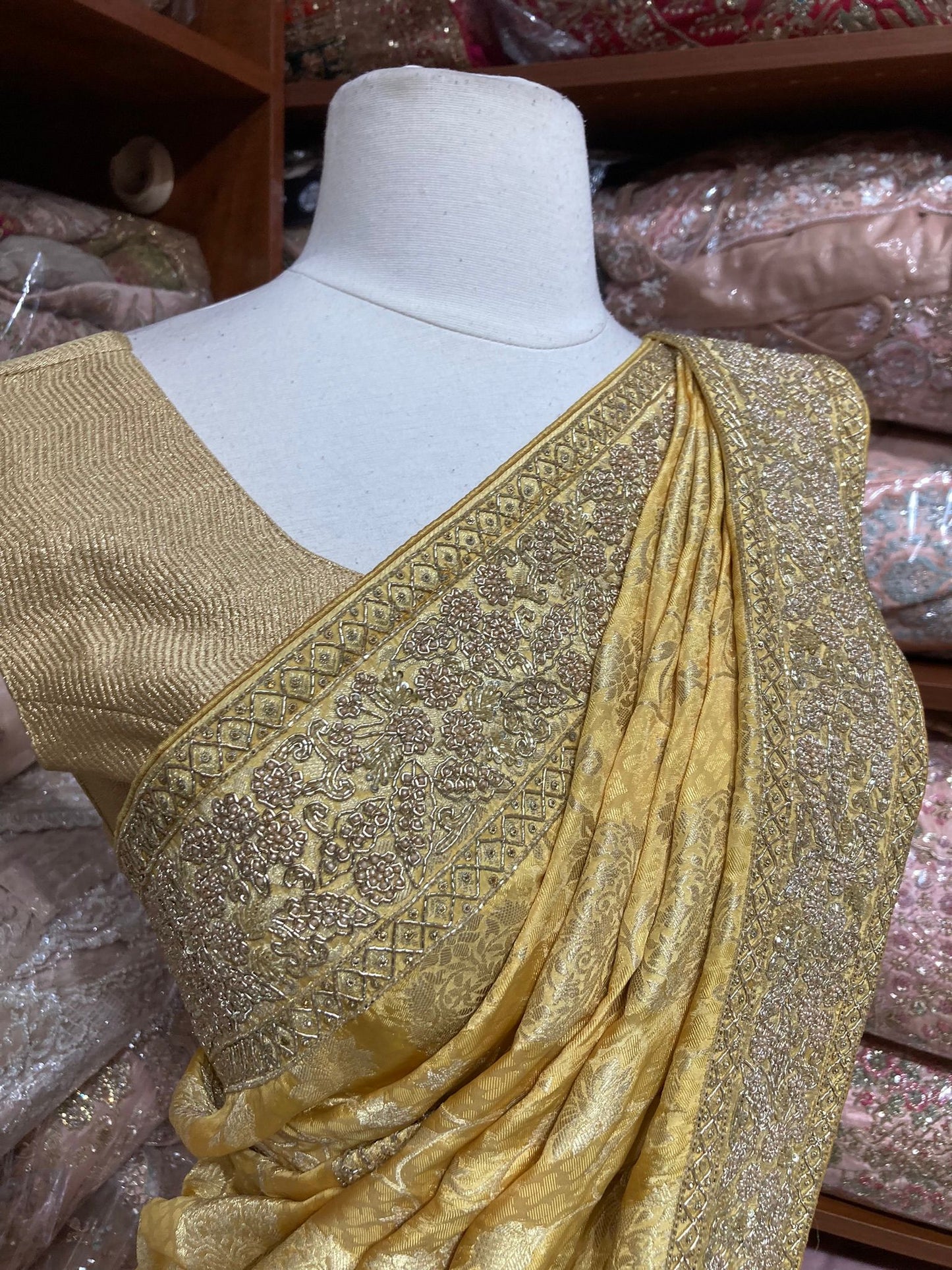 Saffron Yellow Saree PWS-188