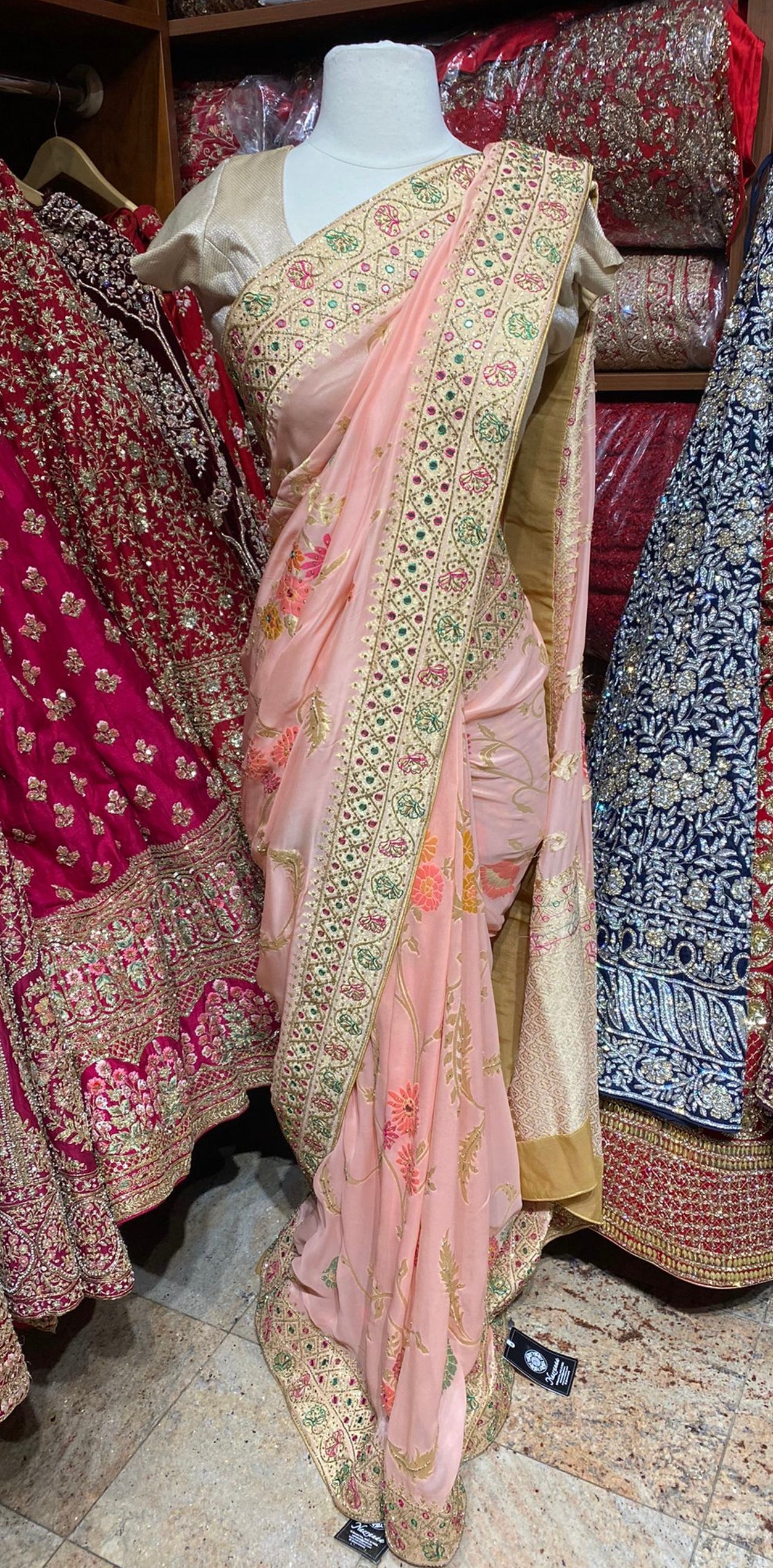 Coral Peach Saree PWS-163