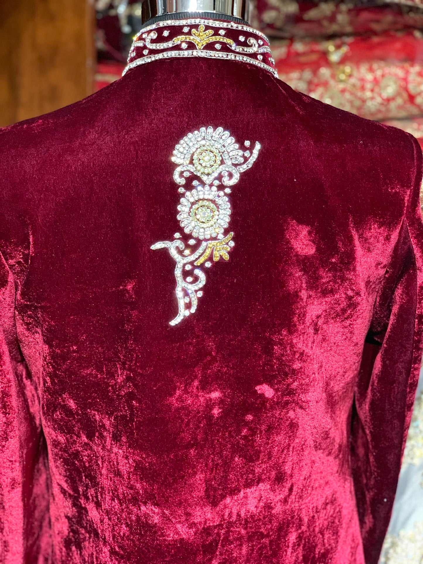 Asymmetric Velvet Sherwani