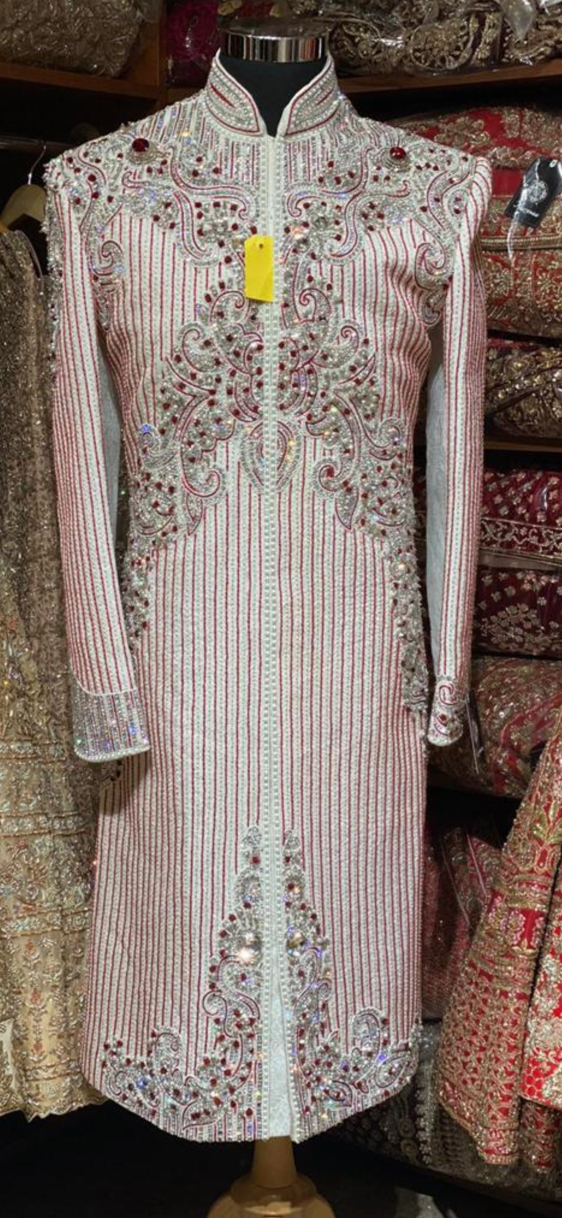 Pink and White Brocade Size 40 Sherwani