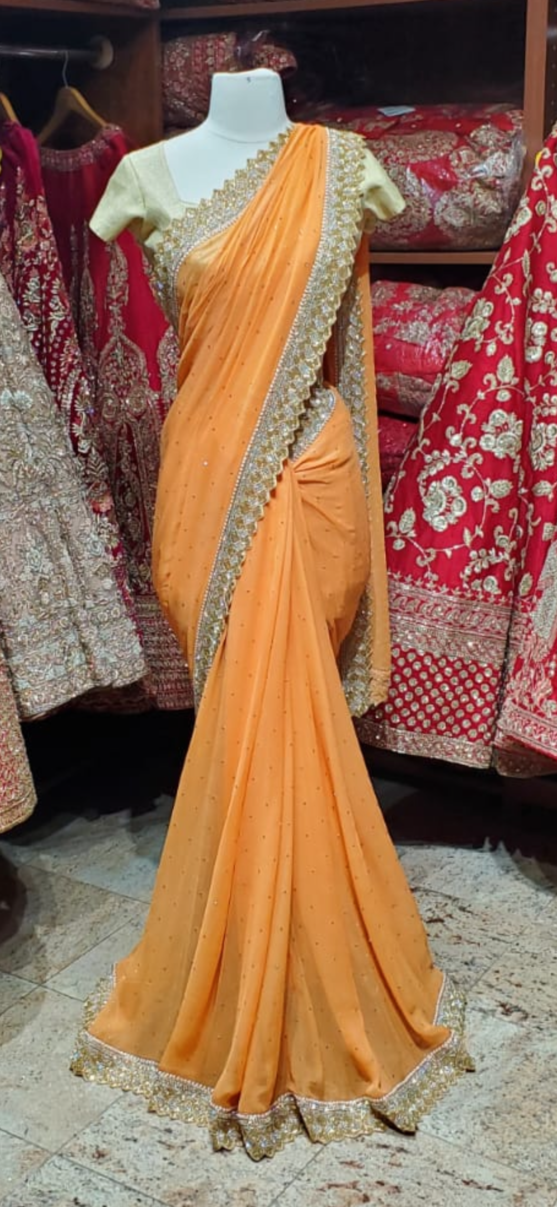 Tangerine Orange Saree PWS-044