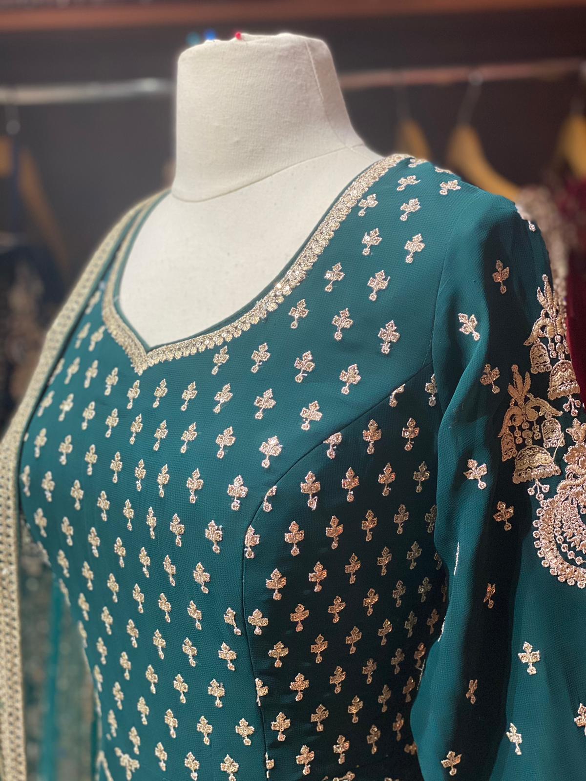 Teal Green Anarkali PWA-024