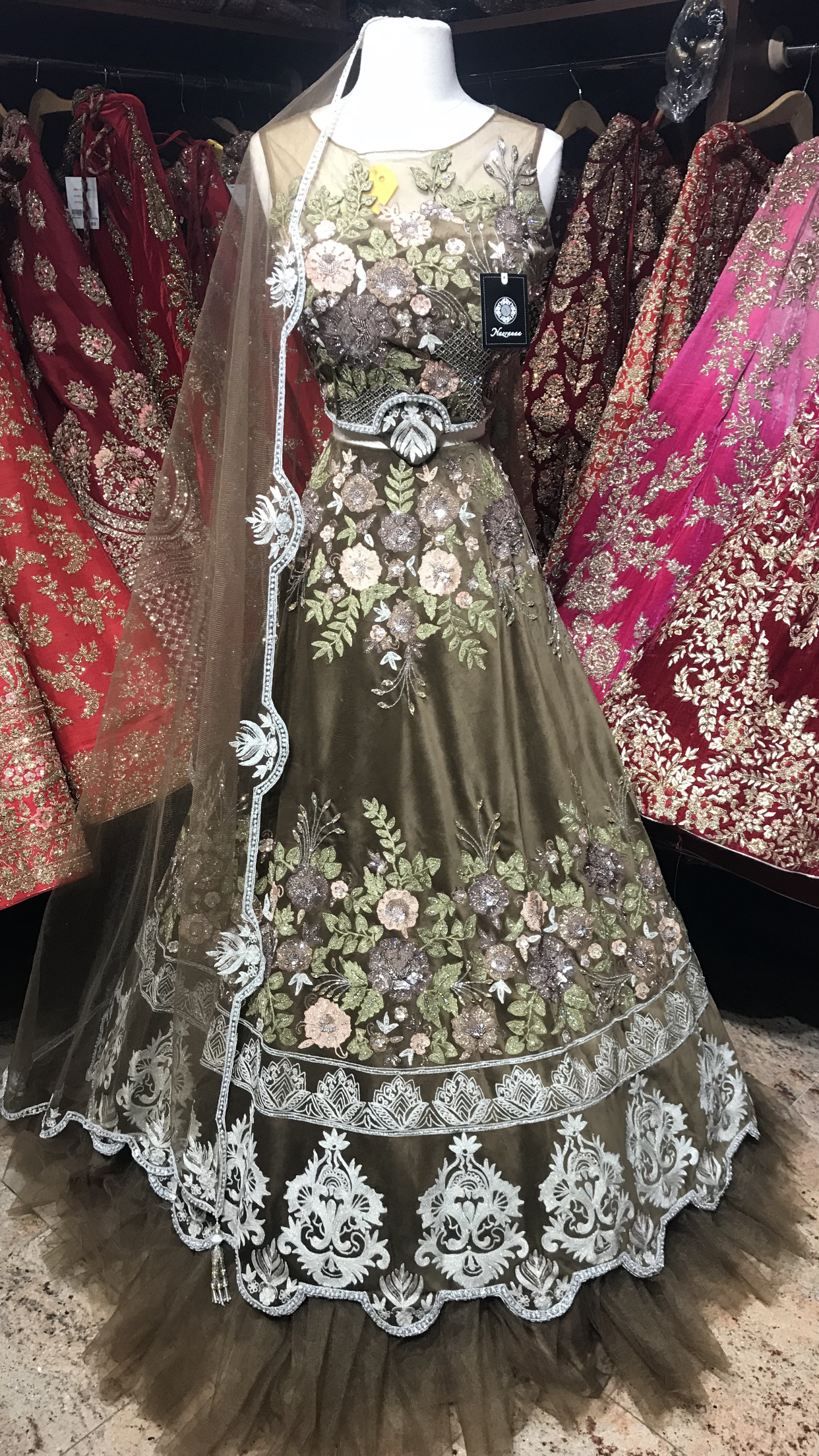 Brown Size 40 Velvet Lehenga