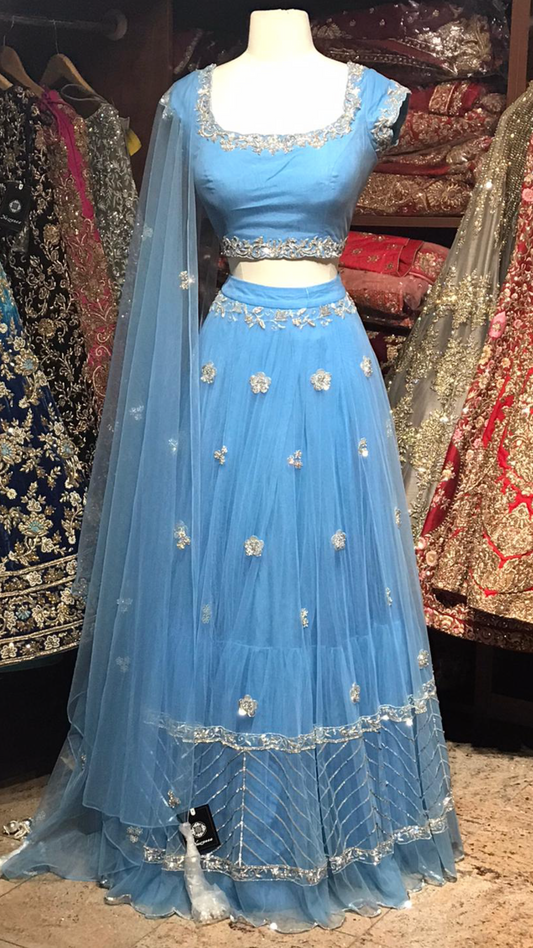 The Frozen Blue Lehenga-PW26