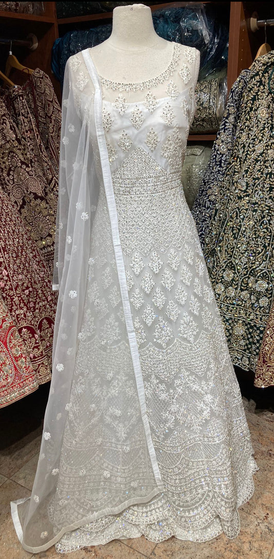 Jasmine White Anarkali PWA-115