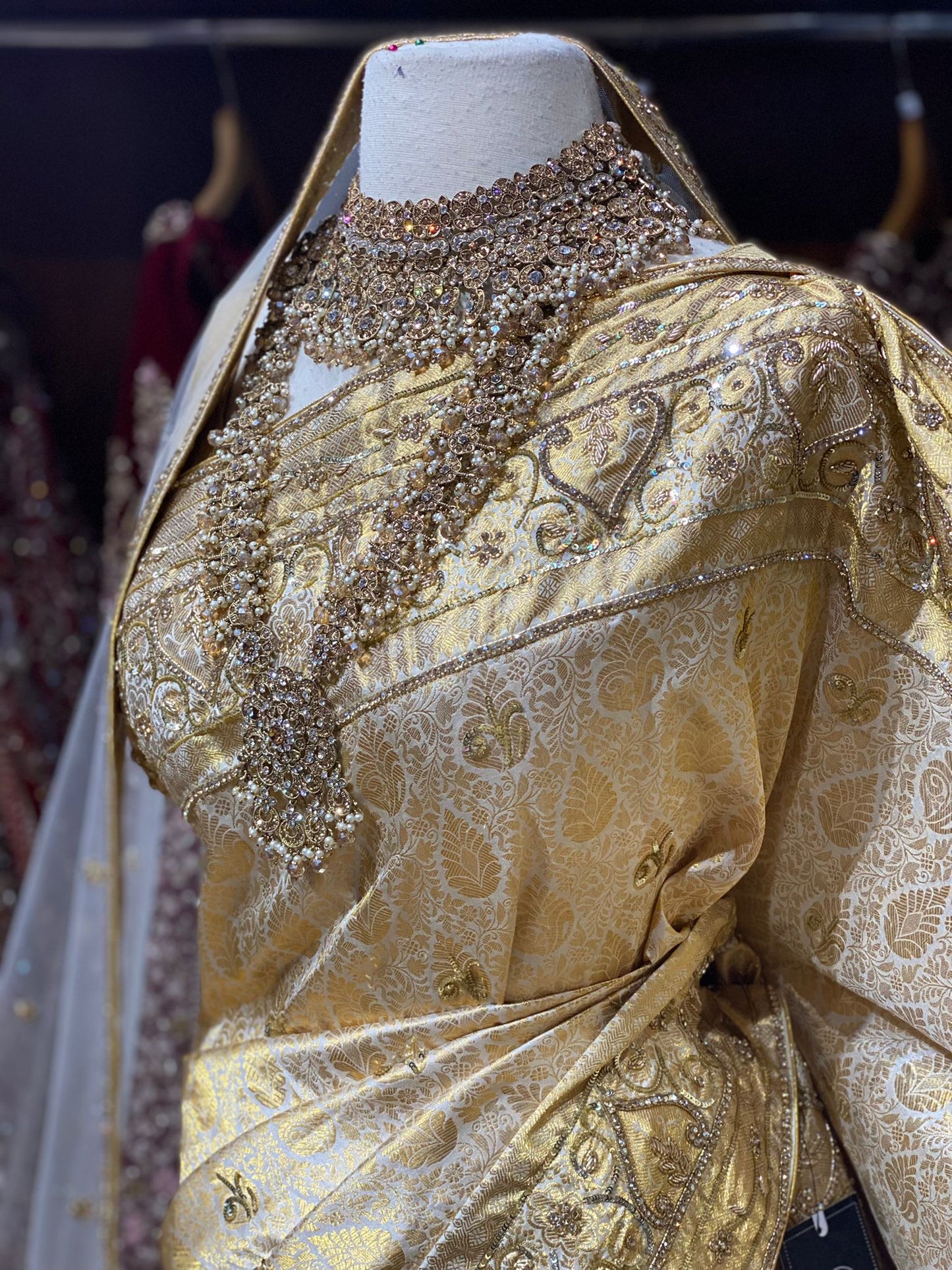 Grand Golden Pure Silk Banarasi Bridal Saree BBS-030