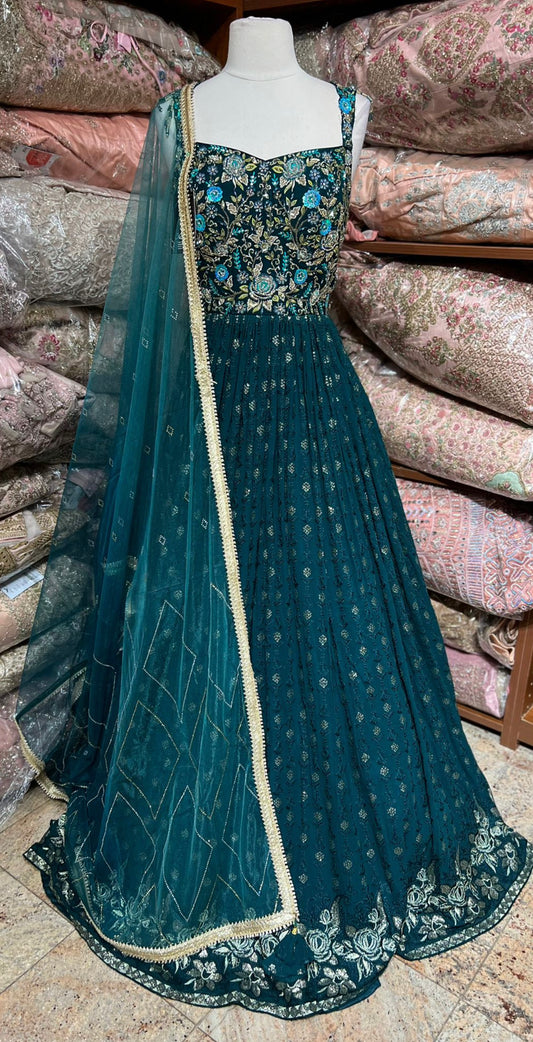 Midnight Green Anarkali PWA-139