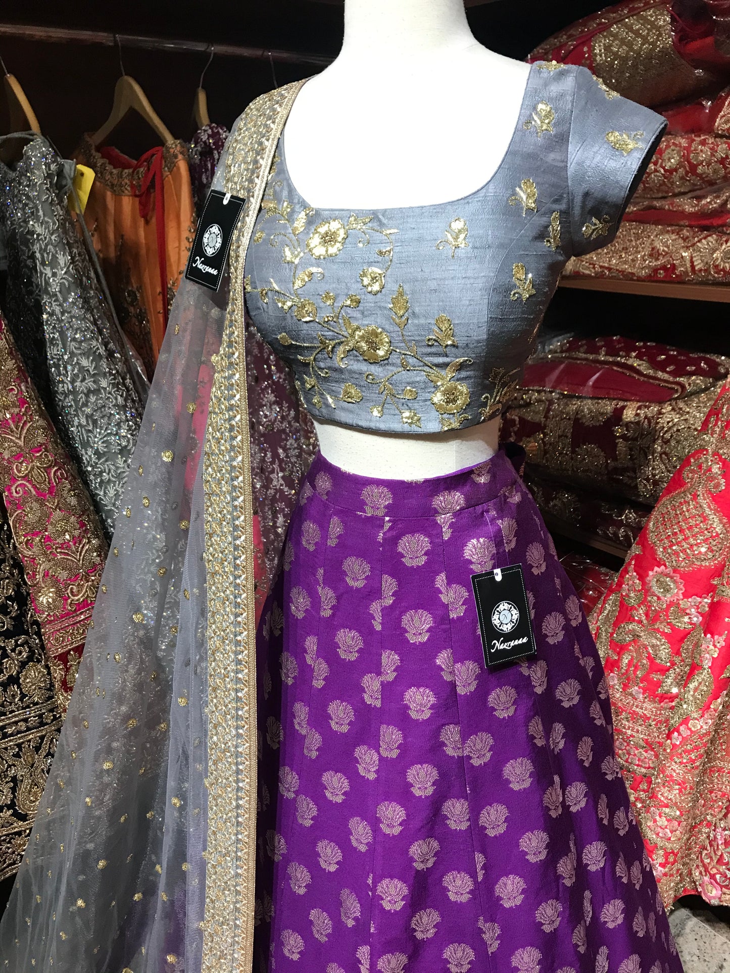 Purple Grey Size 38 Lehenga