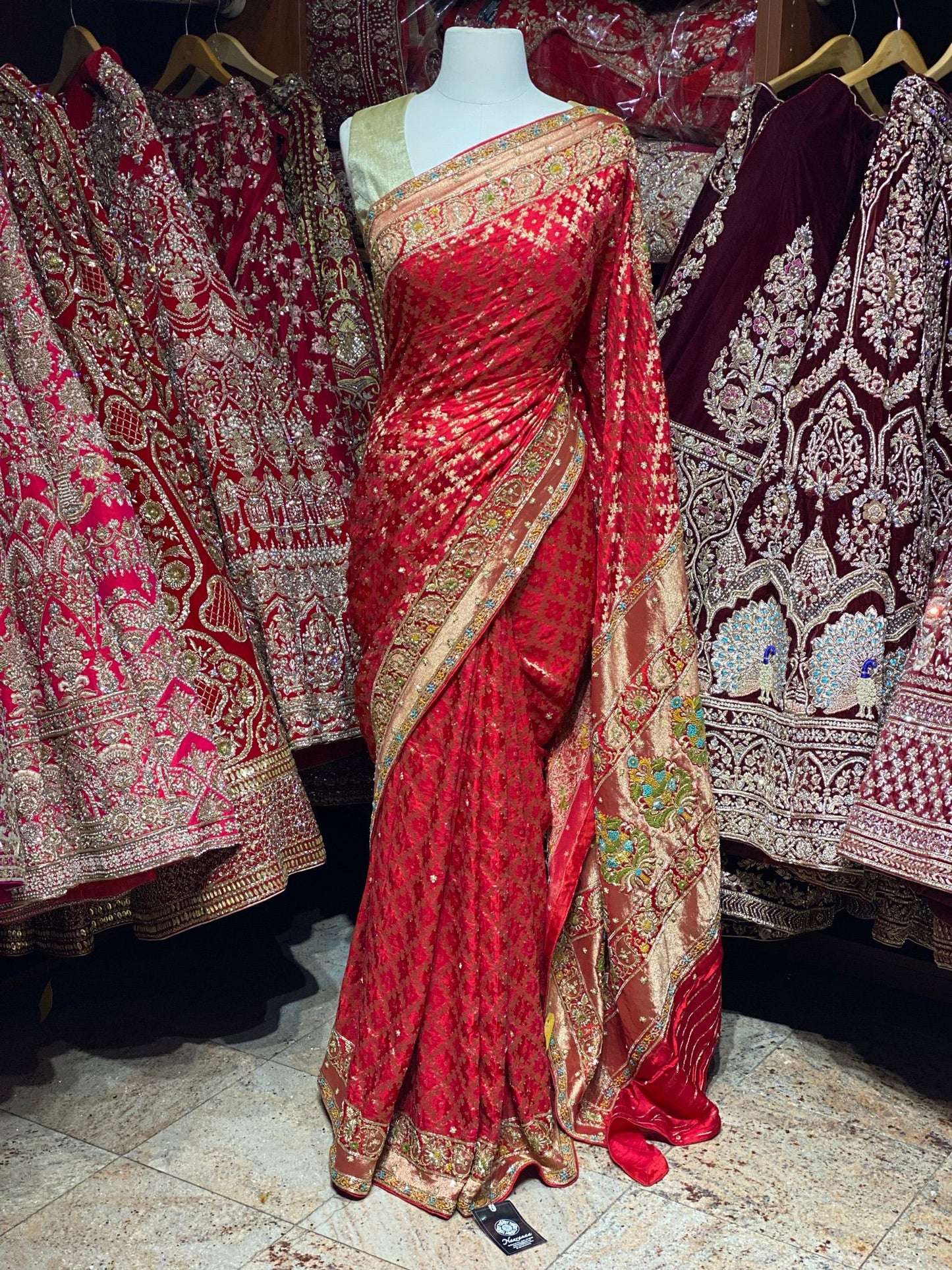 Bright Red Saree PWS-124