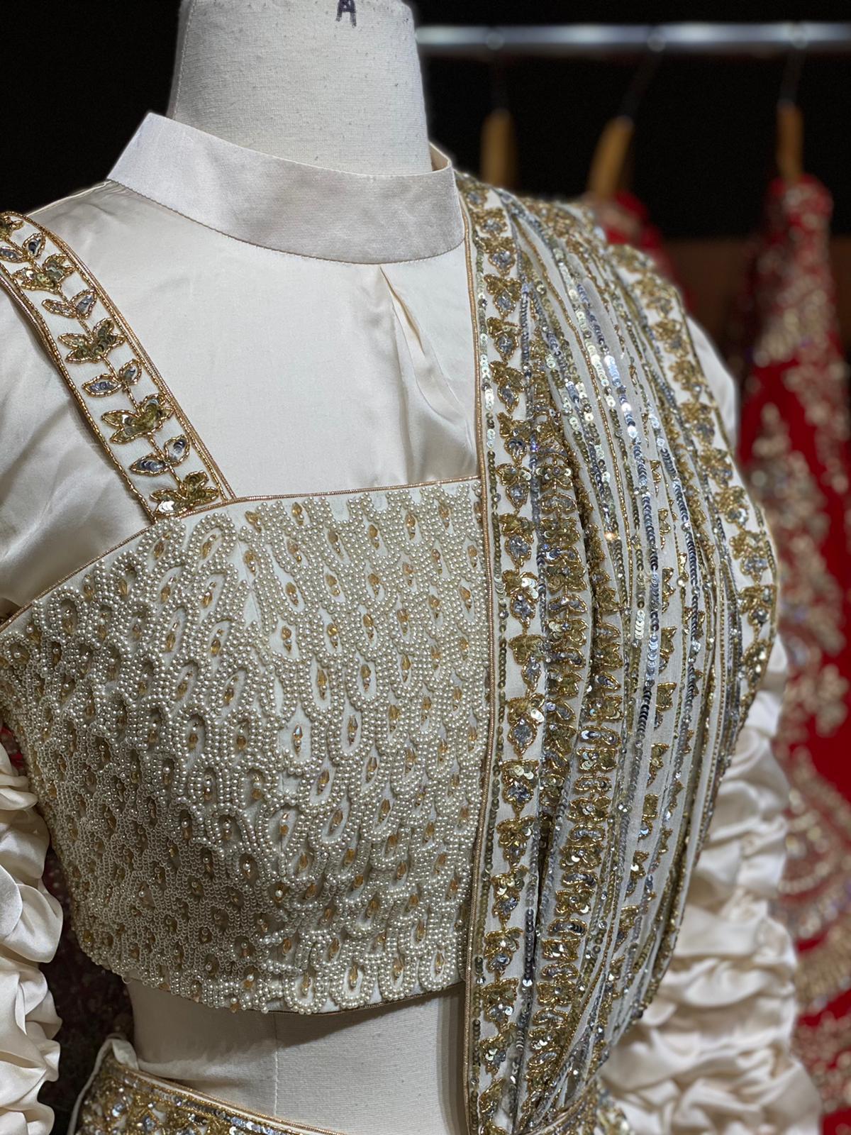 White Sequin Saree W/ Readymade Blouse  PWS-027