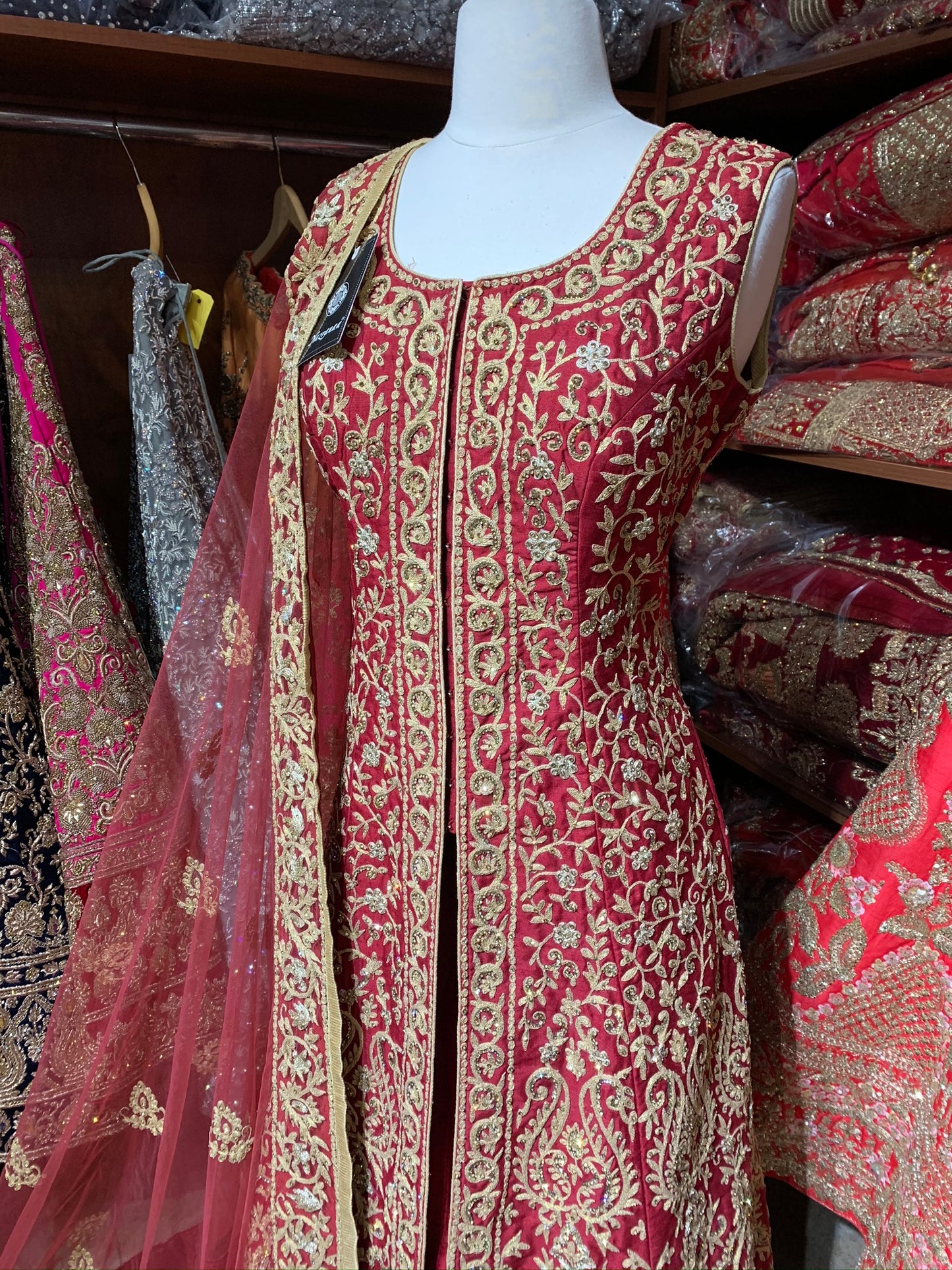 Maroon Size 38 Raw Silk Lacha