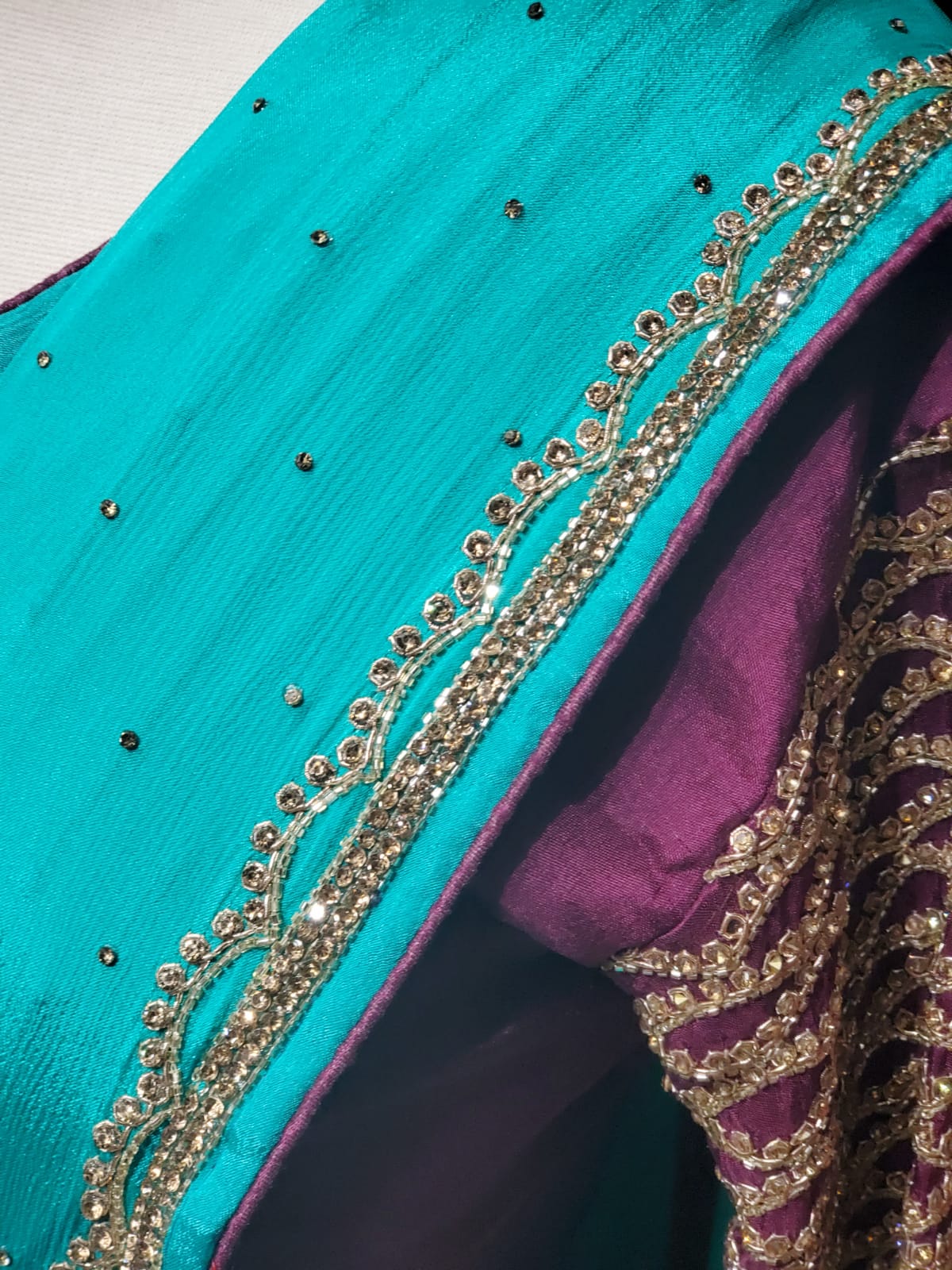 Turquoise Green Georgette Saree W/ Readymade Blouse PWS-029