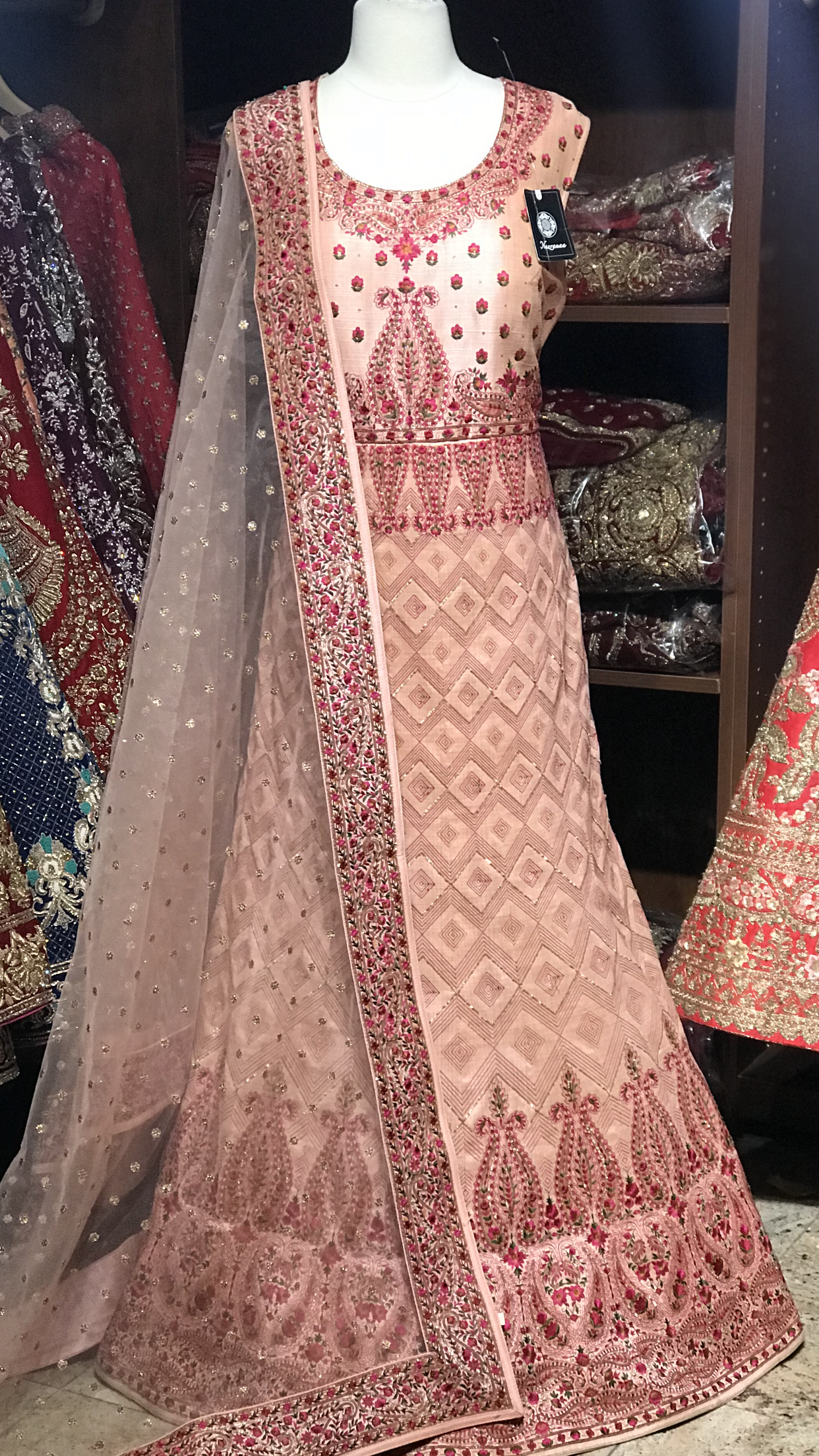 Pink XL Kashmiri Embroidery Anarkali