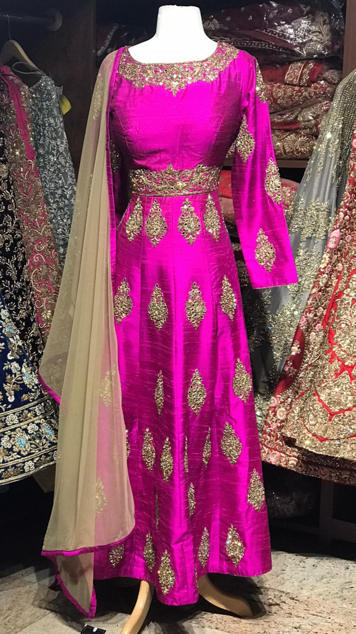 Magenta Size 38 Mirror Anarkali