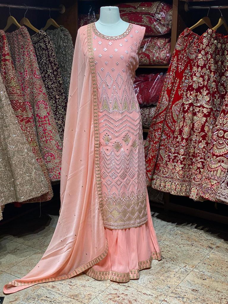 Salmon Pink Party Wear Suit Collection PWS-041