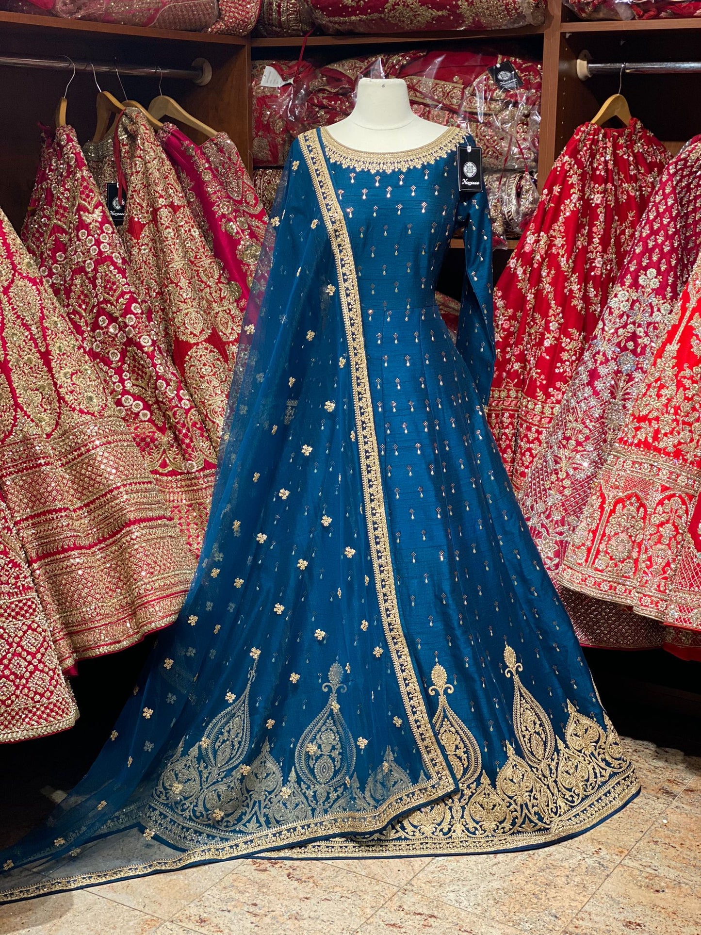 Teal Blue Anarkali PWA-057