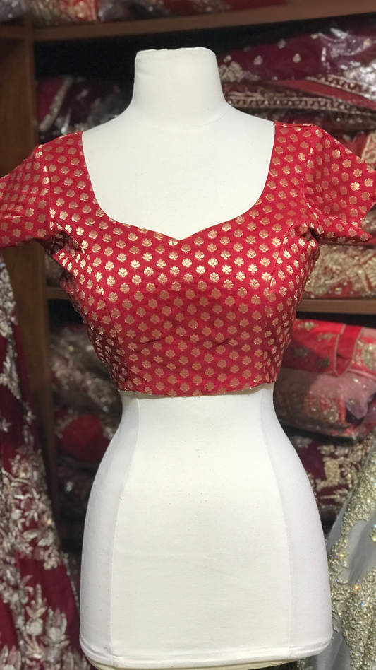 Red Brocade Size 38 Blouse