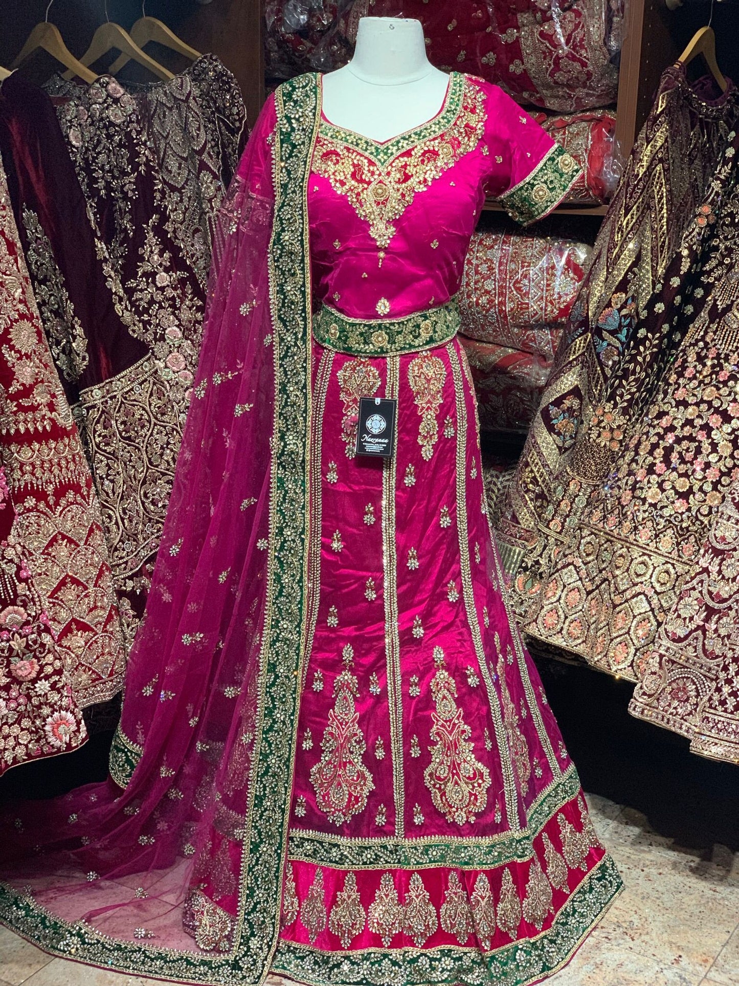 Hot Pink Luxury Collection Bridal Wear Lehenga BWL- 200