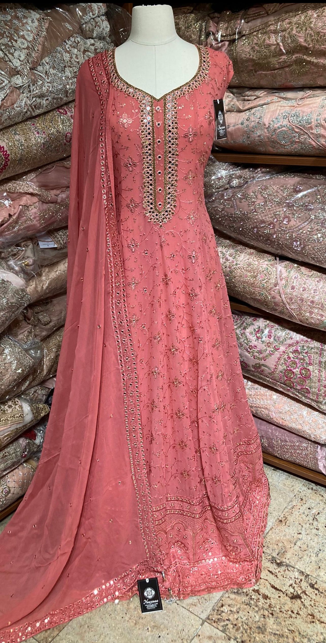 Coral Peach Anarkali PWA-133