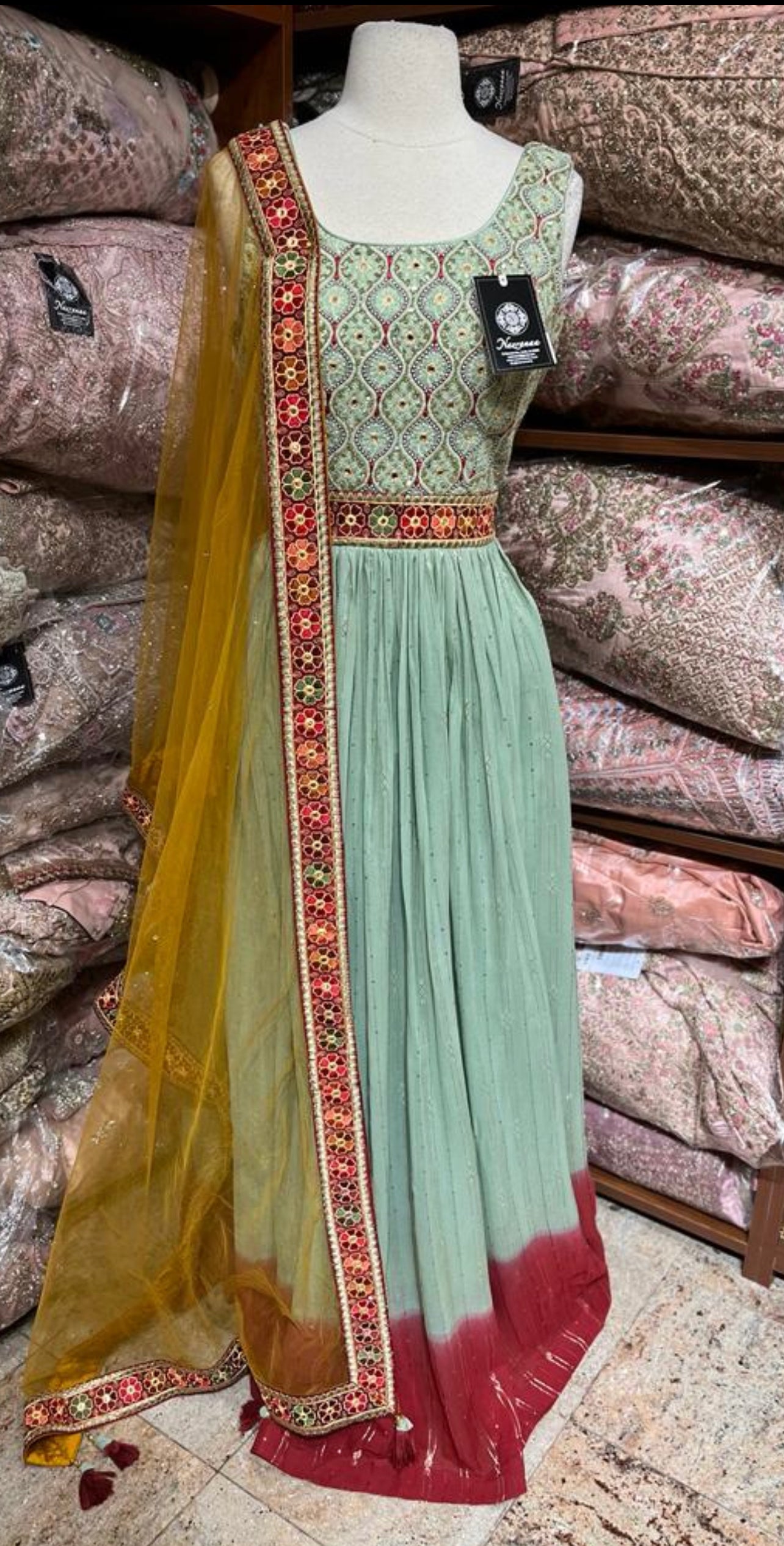 Mint Green Anarkali PWA-149