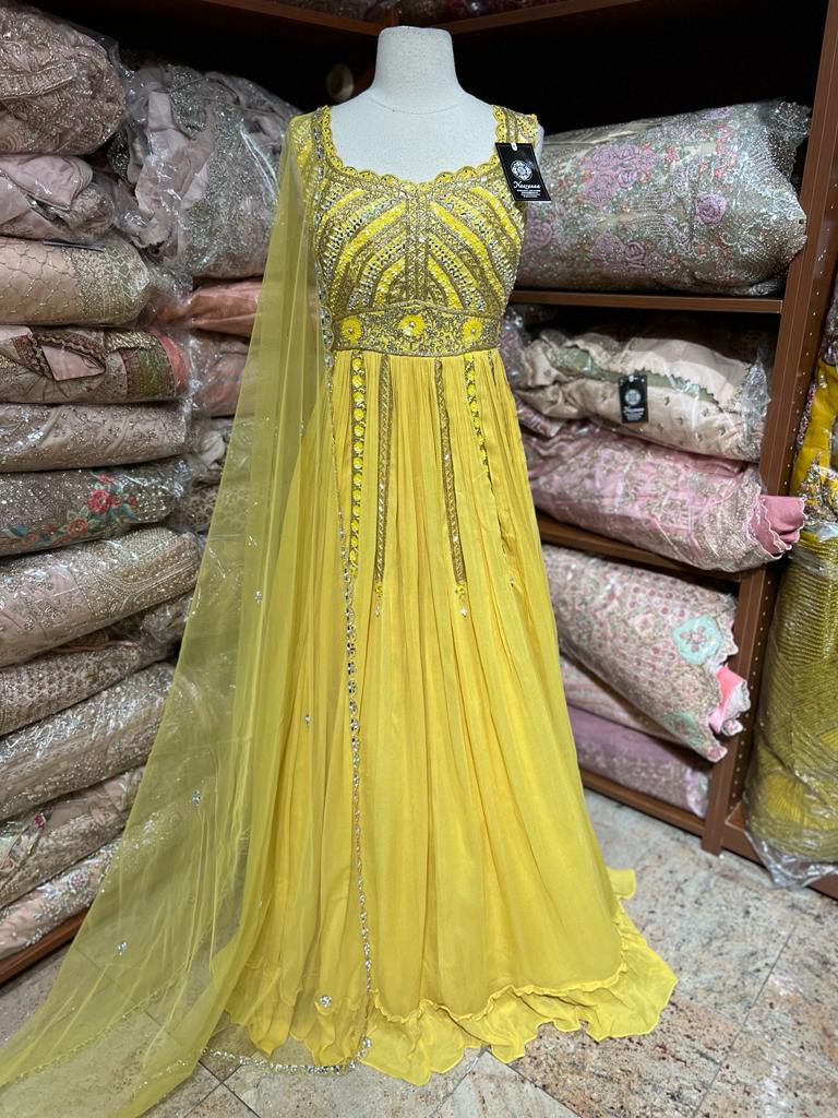 Lemon Yellow Anarkali PWA-148