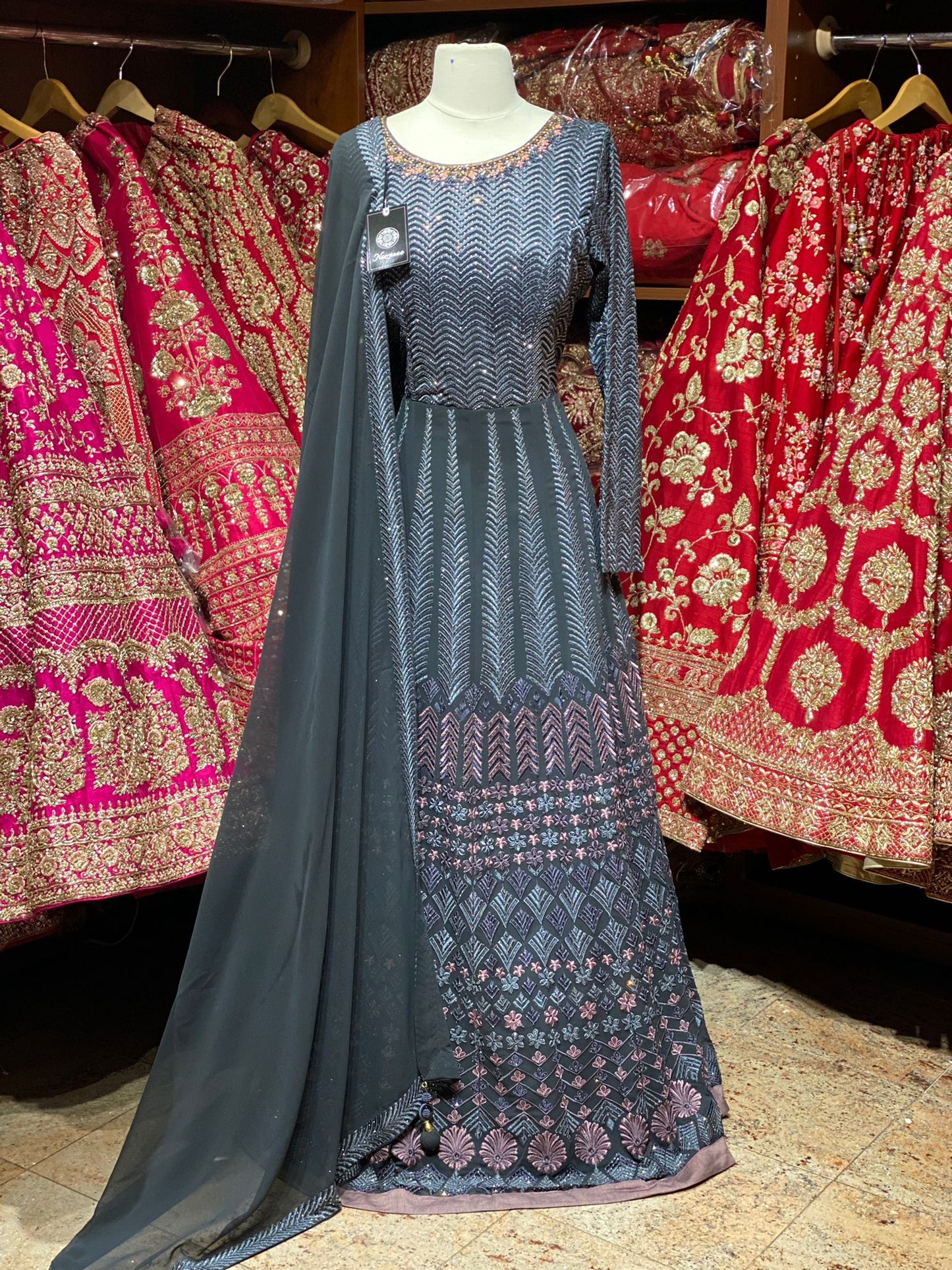 Gunmetal Gray Anarkali PWA-057