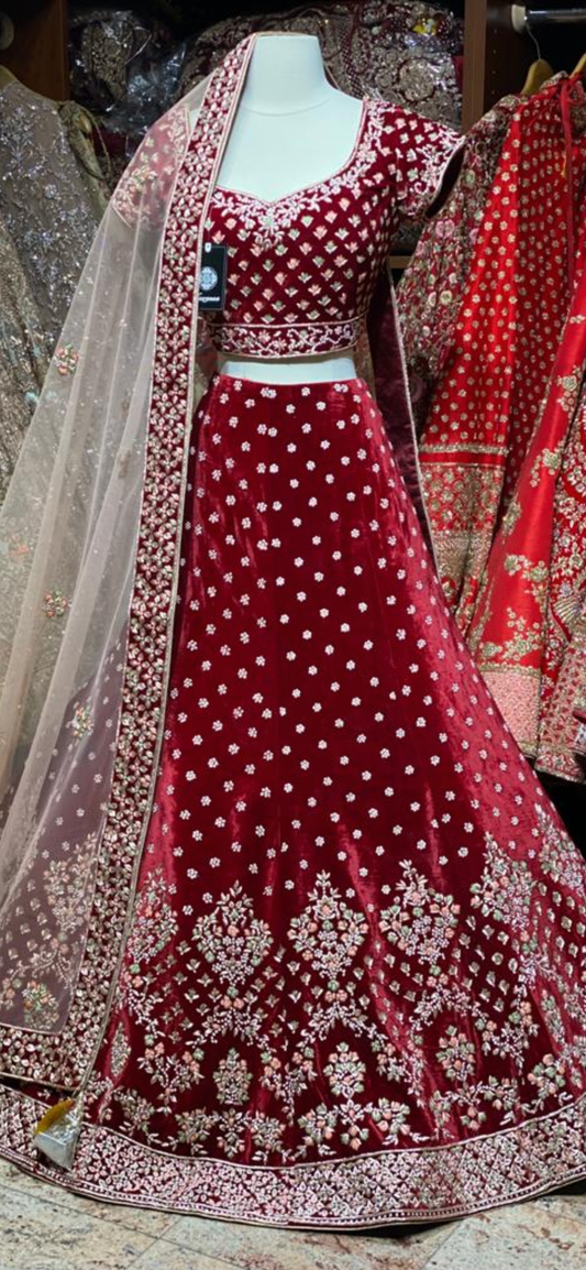 Currant Red Bridal Wear Lehenga BWL-002