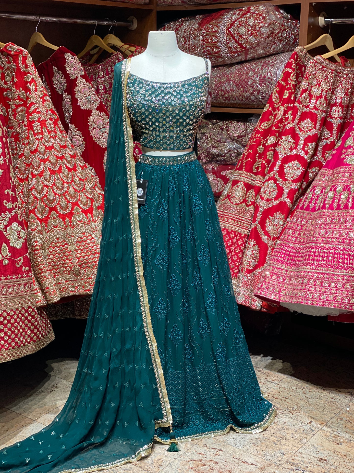 Teal Green Party Wear Lehenga PWL-134