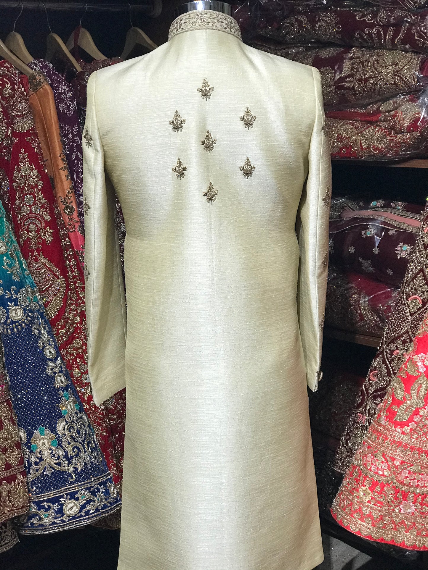 Light Gold Raw Silk Sherwani