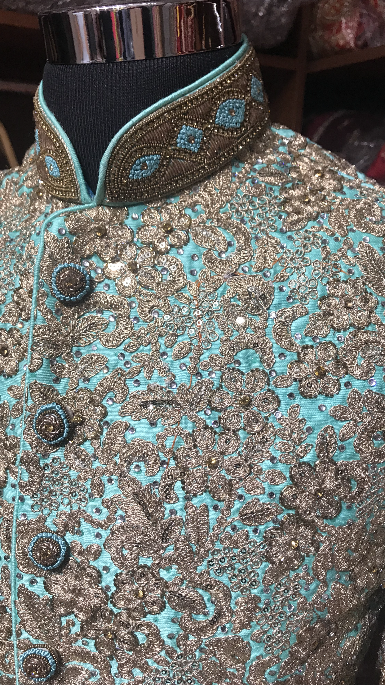 Mint Sequin Embroidery Sherwani