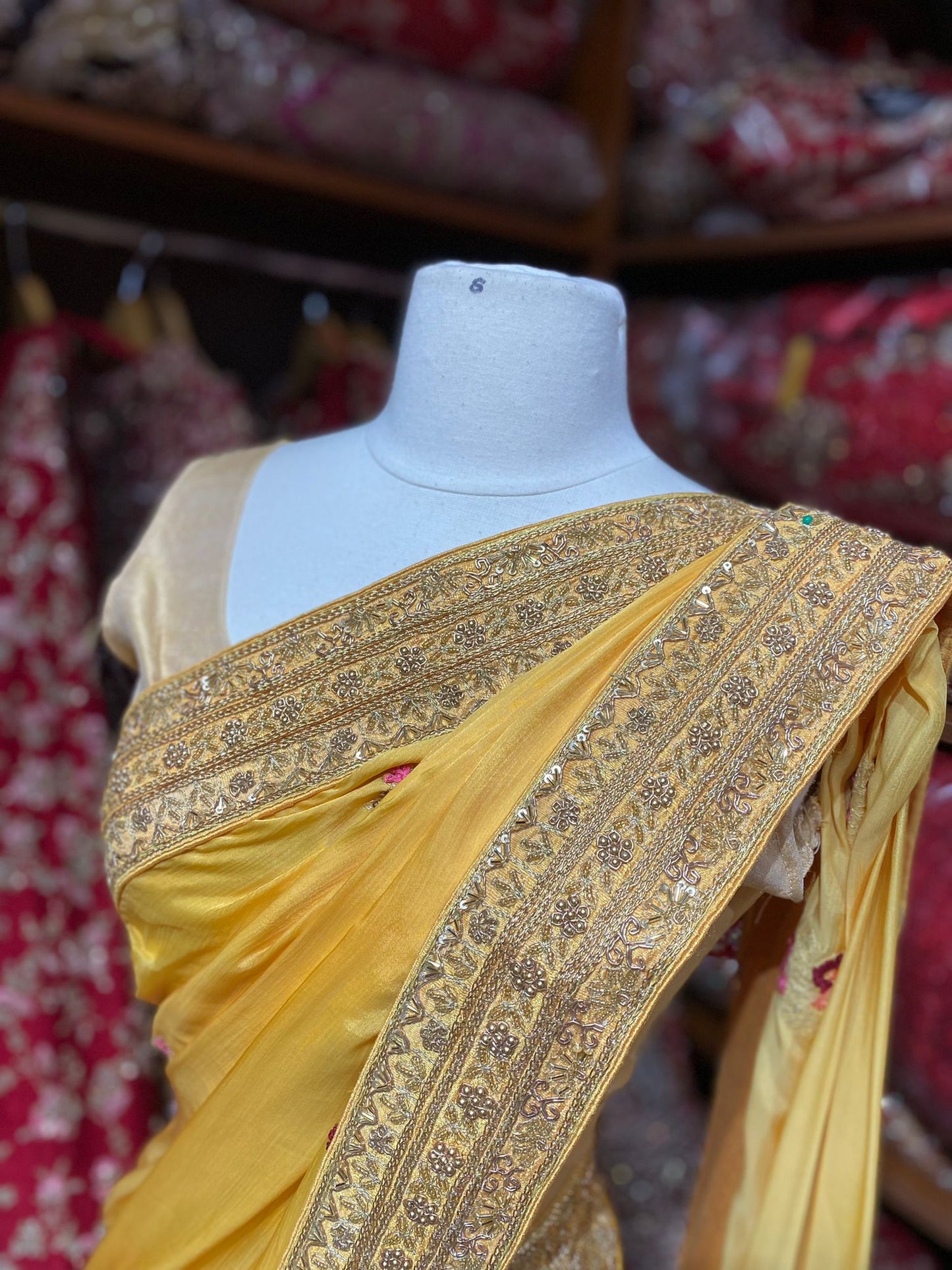 Saffron Yellow Saree PWS-157