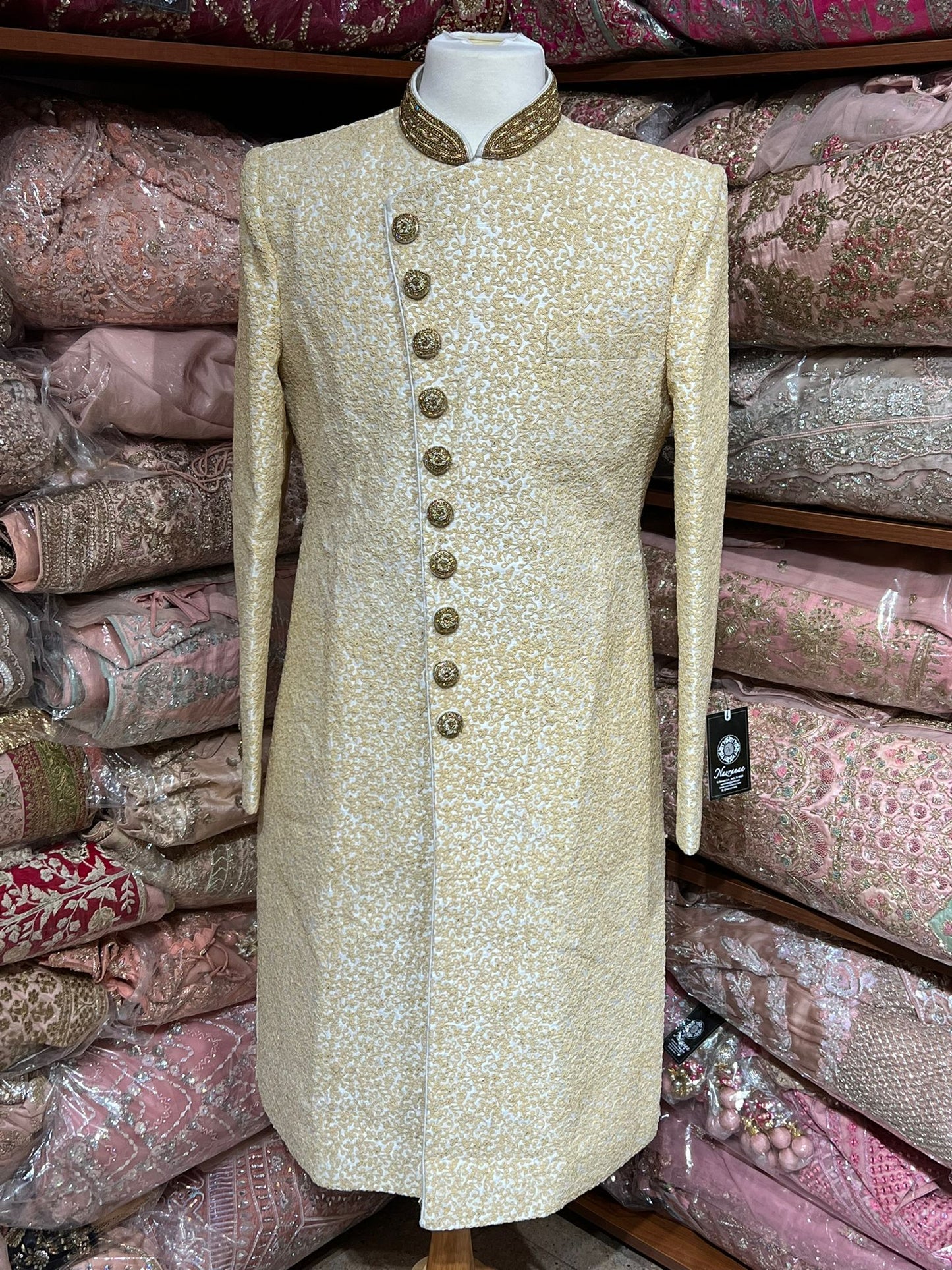 Gold Zari Embroidery Sherwani-M-733