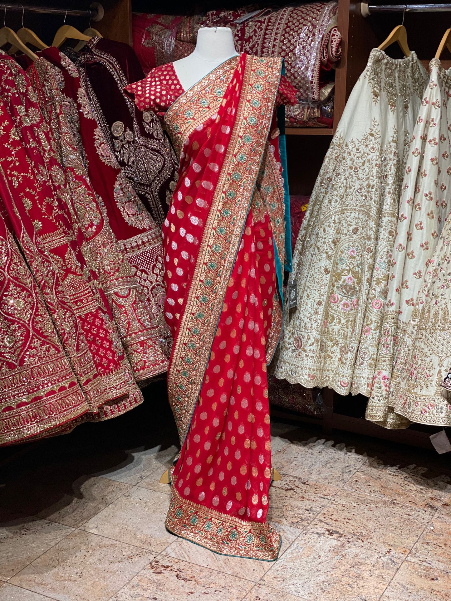 Cherry Red Saree PWS-105