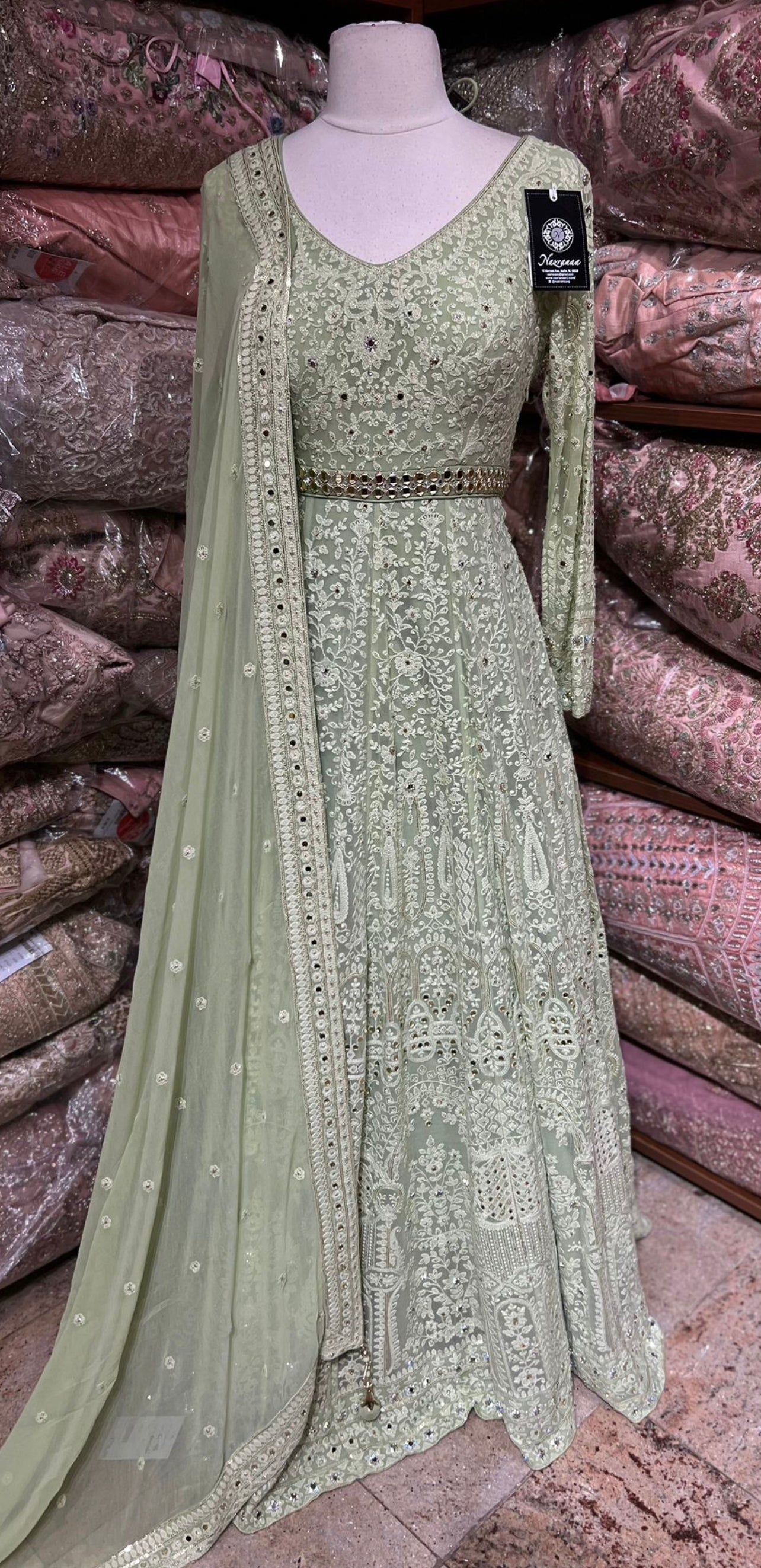 Mint Green Anarkali PWA-143